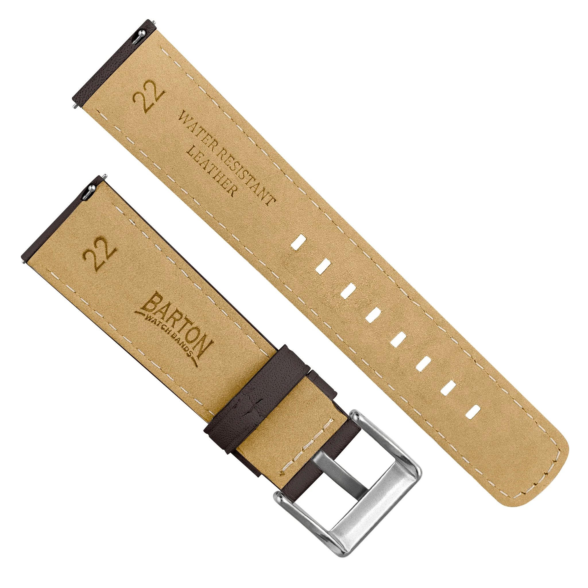 Dark Brown Water Resistant Leather Brown Stitching Watch Band - Oris Divers Sixty-Five 40mm (20mm) - Image 4