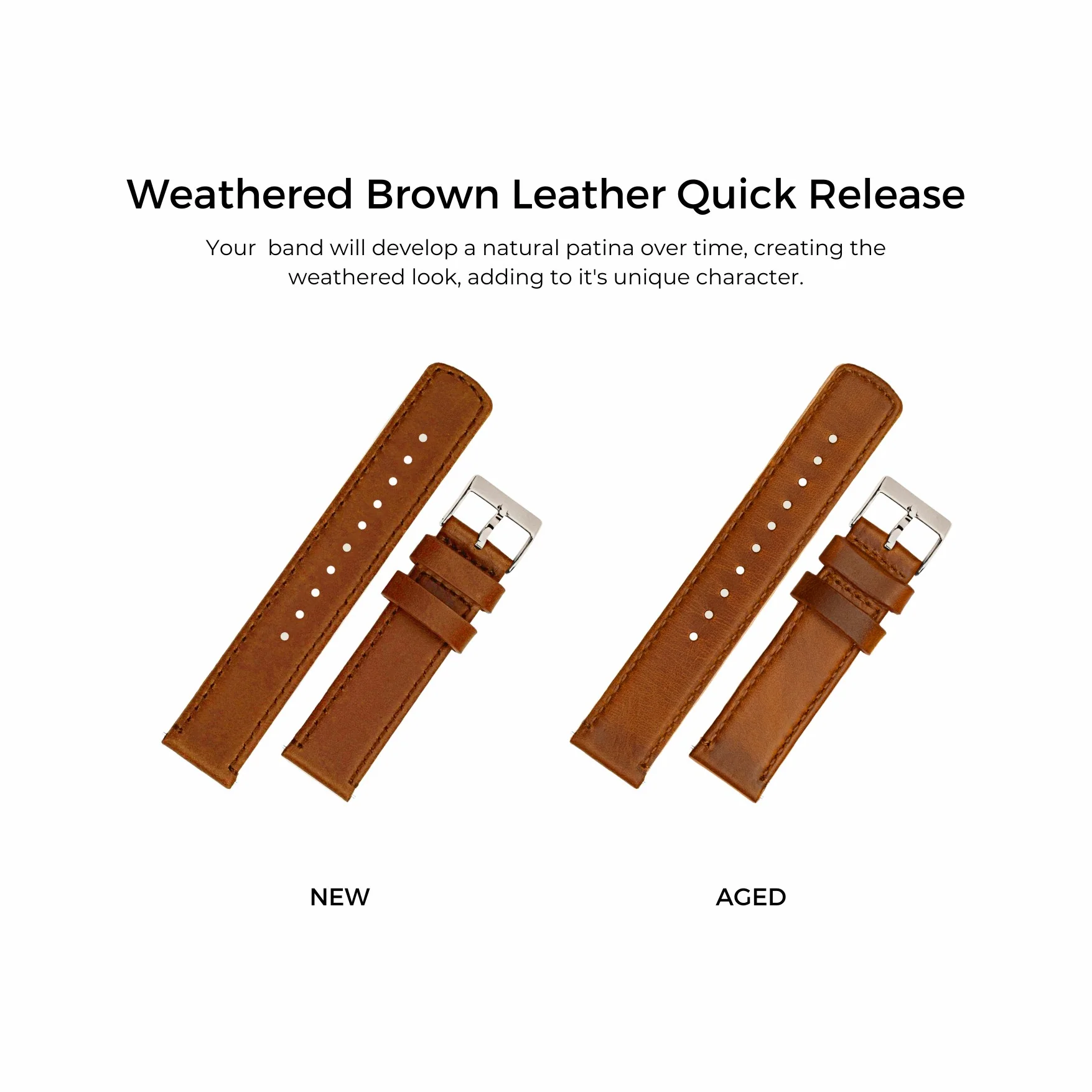 Fossil Gen 5 Weathered Brown Leather Watch Band - Image 2