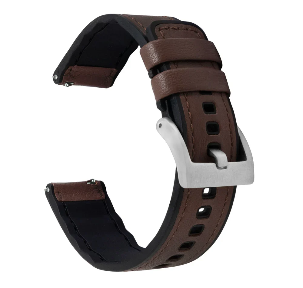 Garmin epix™ Pro (Gen 2) - Water Resistant Leather & Silicone Base Dark Brown Watch Band