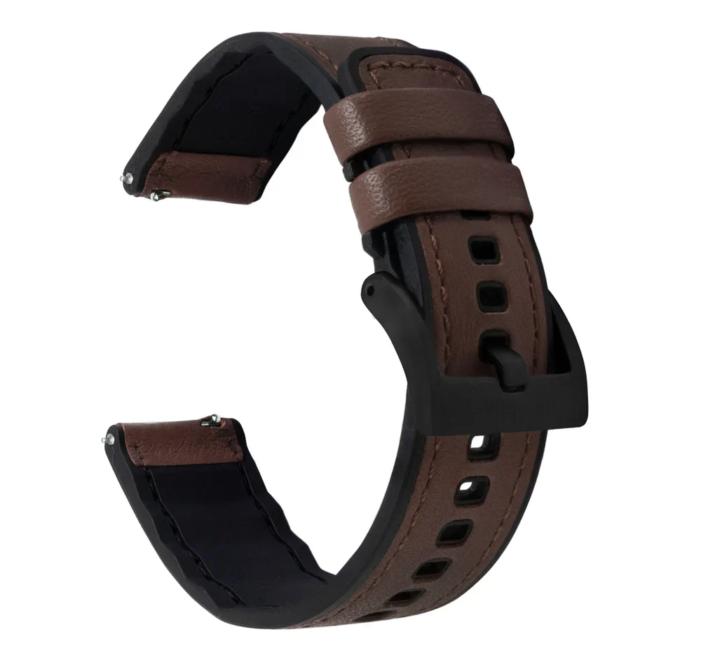 Garmin fēnix® 8 Water Resistant Leather & Silicone Base Dark Brown Watch Band - Image 6