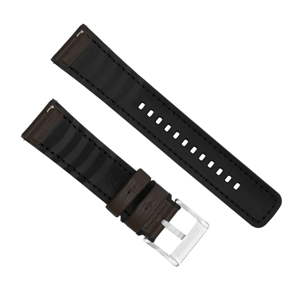 Garmin MARQ® & MARQ® (Gen 2) - Water Resistant Leather & Silicone Base Dark Brown Watch Band - Image 3