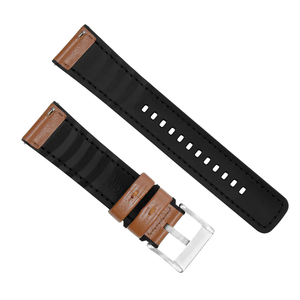 Garmin tactix® 8 - Water Resistant Leather & Silicone Base Light Brown Watch Band - Image 4