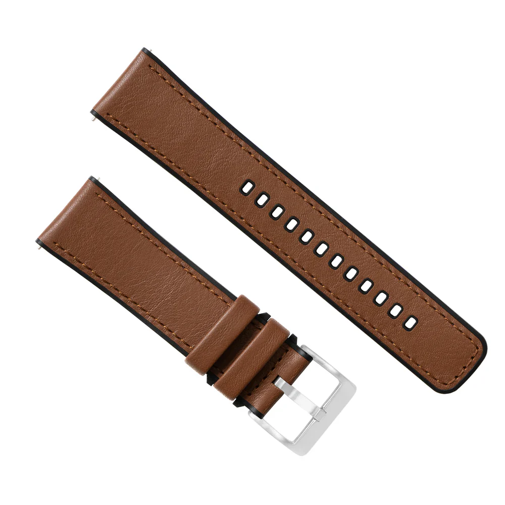 Garmin Venu® 4, 3S, 3, 2S, 2 Plus - Water Resistant Leather & Silicone Base Light Brown Watch Band - Image 2