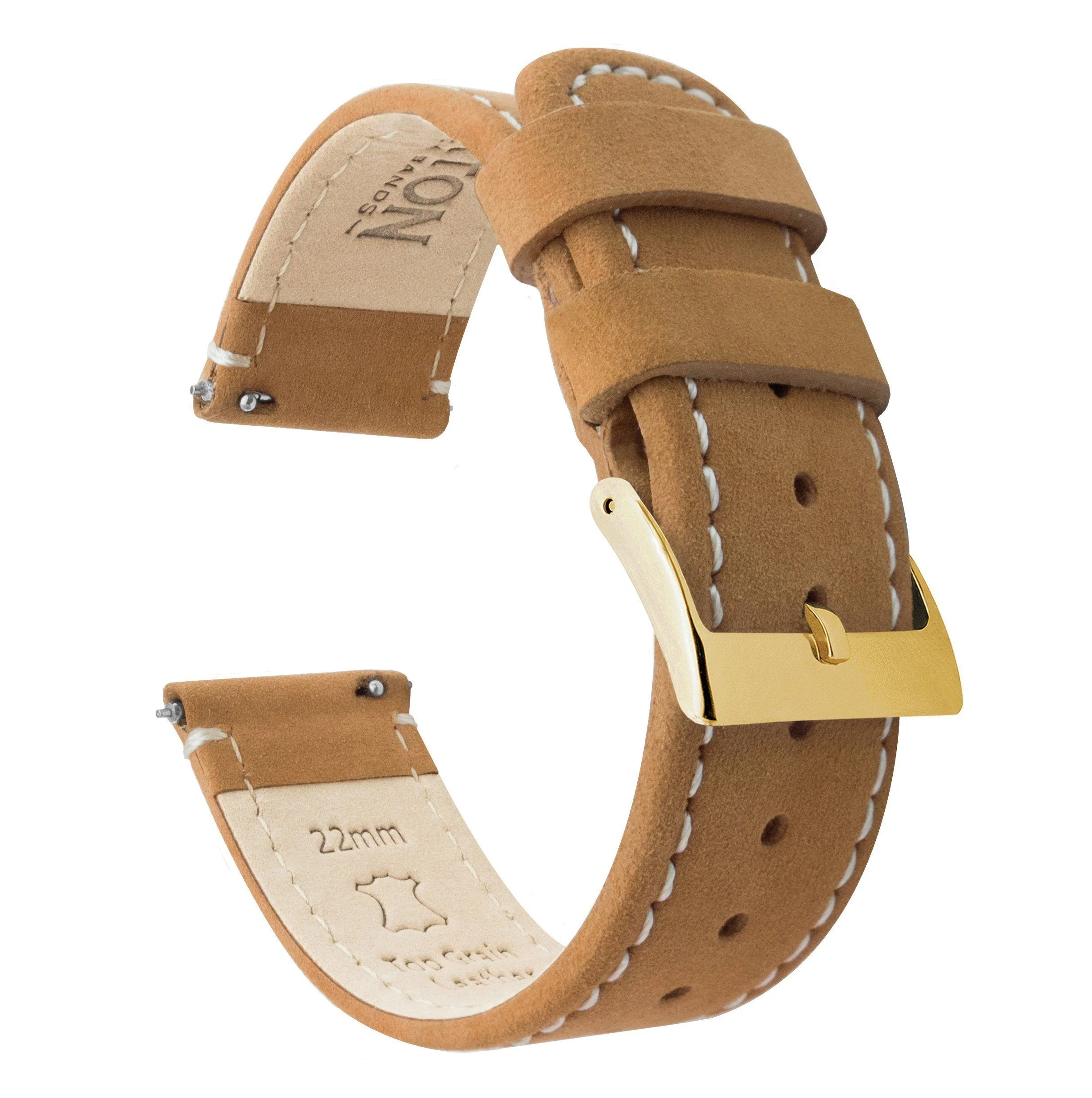 Gingerbread Leather White Stitching Quick Release Watch Band - Casio Duro MDV-106 (22mm) - Image 10