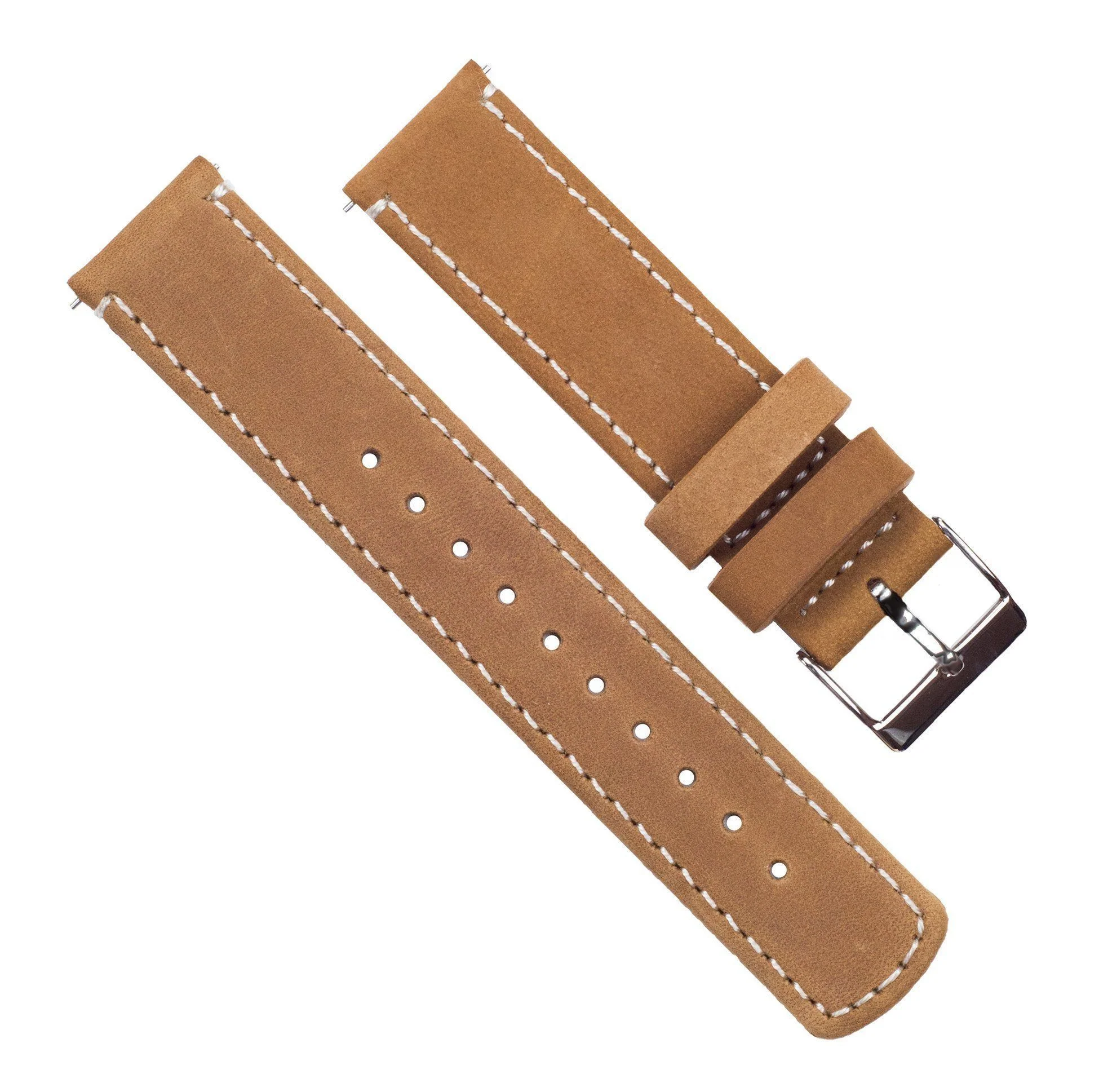Gingerbread Leather White Stitching Quick Release Watch Band - Casio Duro MDV-106 (22mm) - Image 3