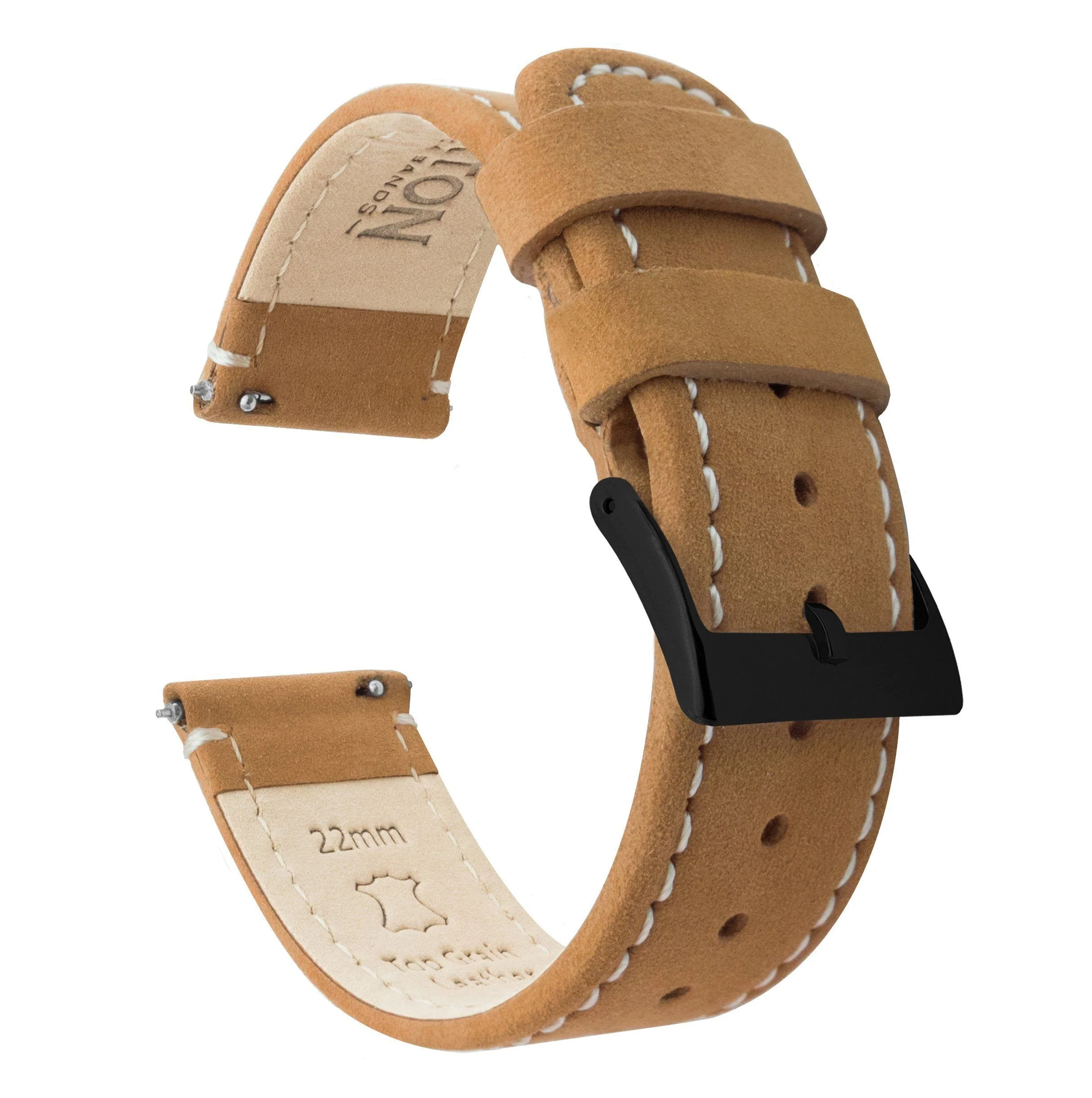 Gingerbread Leather White Stitching Quick Release Watch Band - Casio Duro MDV-106 (22mm) - Image 8