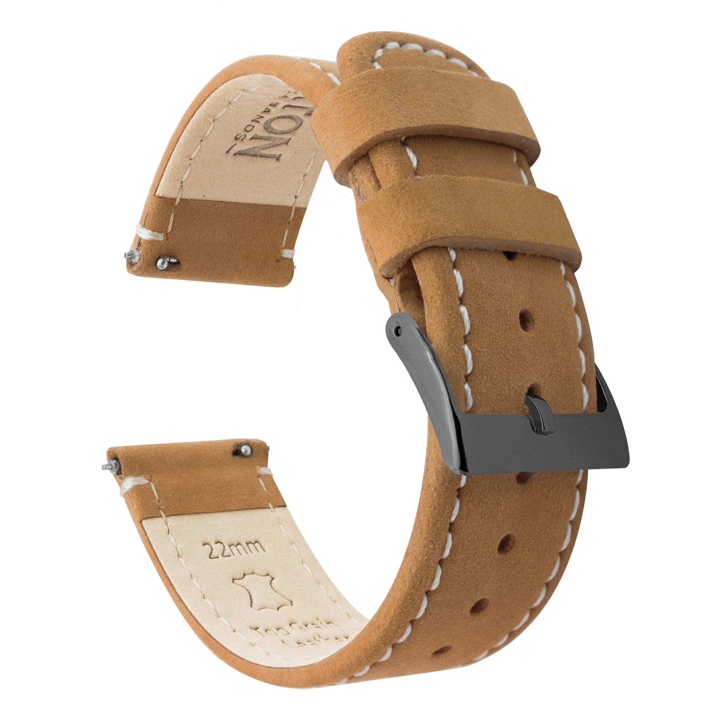 Gingerbread Leather White Stitching Quick Release Watch Band - Casio Duro MDV-106 (22mm) - Image 9