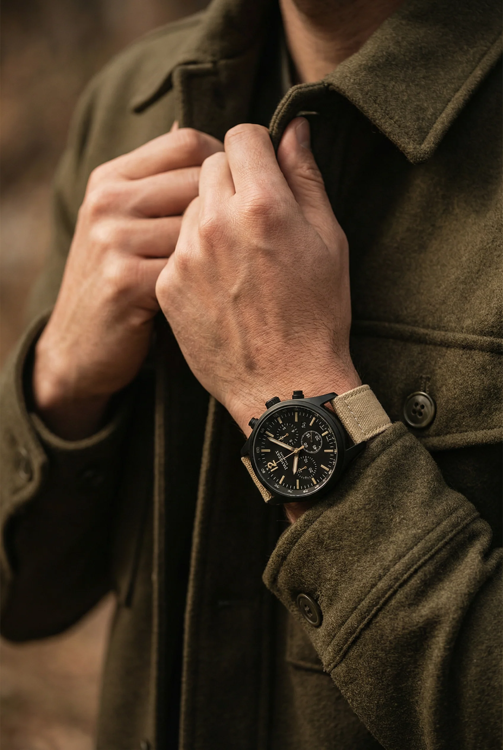 Khaki Crafted Canvas Watch Band - Oris Divers Sixty-Five 40mm (20mm) - Image 2
