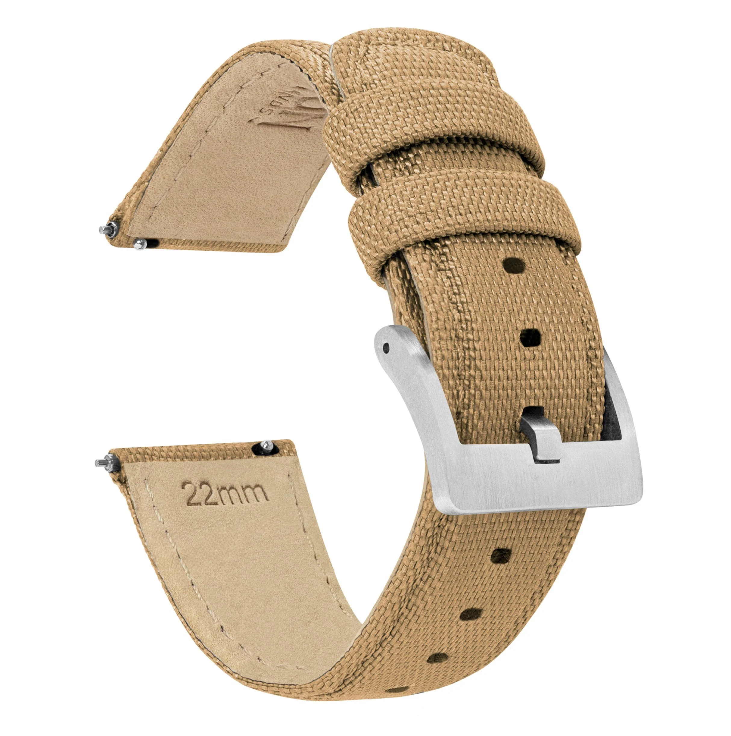 Khaki Tan Sailcloth Quick Release Watch Band - Seiko SKX007 / 009 / 013 (22mm)