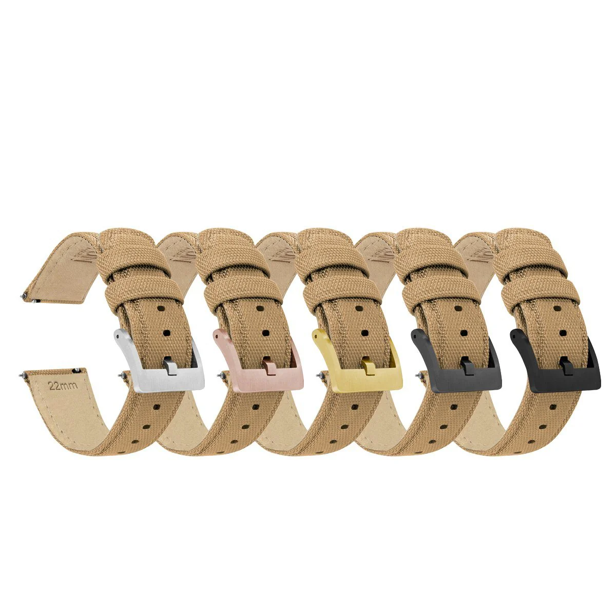Khaki Tan Sailcloth Quick Release Watch Band - Seiko SKX007 / 009 / 013 (22mm) - Image 4