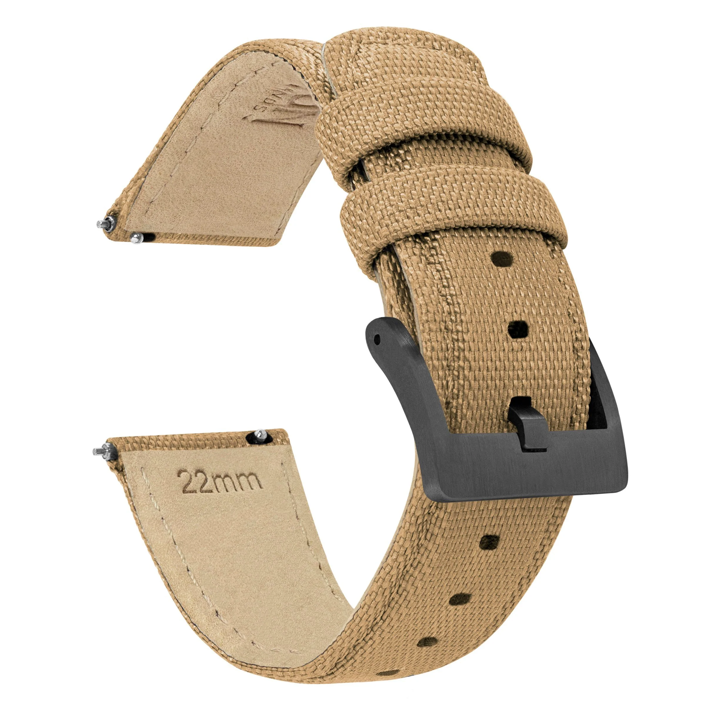 Khaki Tan Sailcloth Quick Release Watch Band - Seiko SKX007 / 009 / 013 (22mm) - Image 8