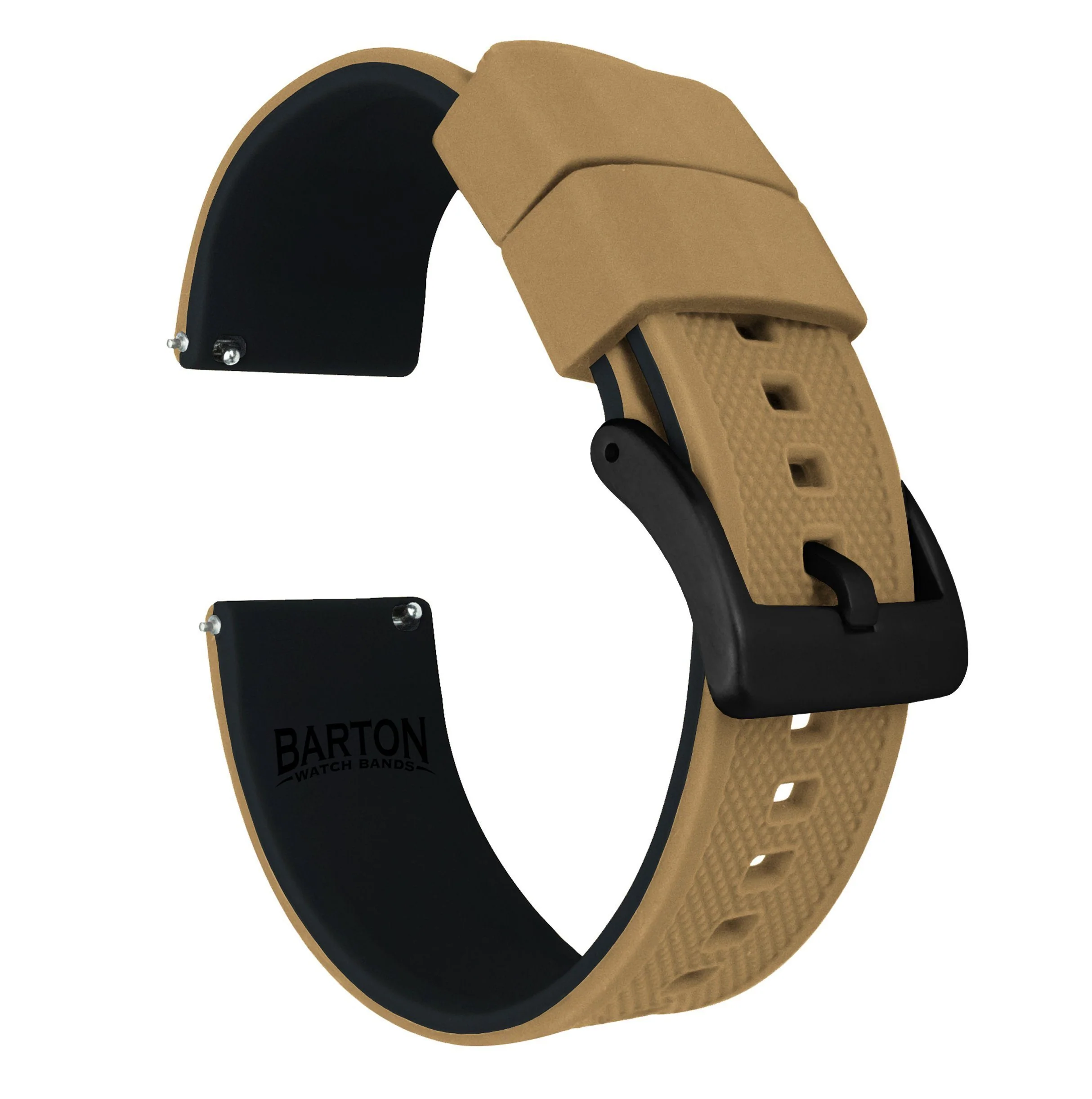 Khaki Tan Top Black Bottom Elite Silicone Watch Band - Oris Divers Sixty-Five 40mm (20mm) - Image 7