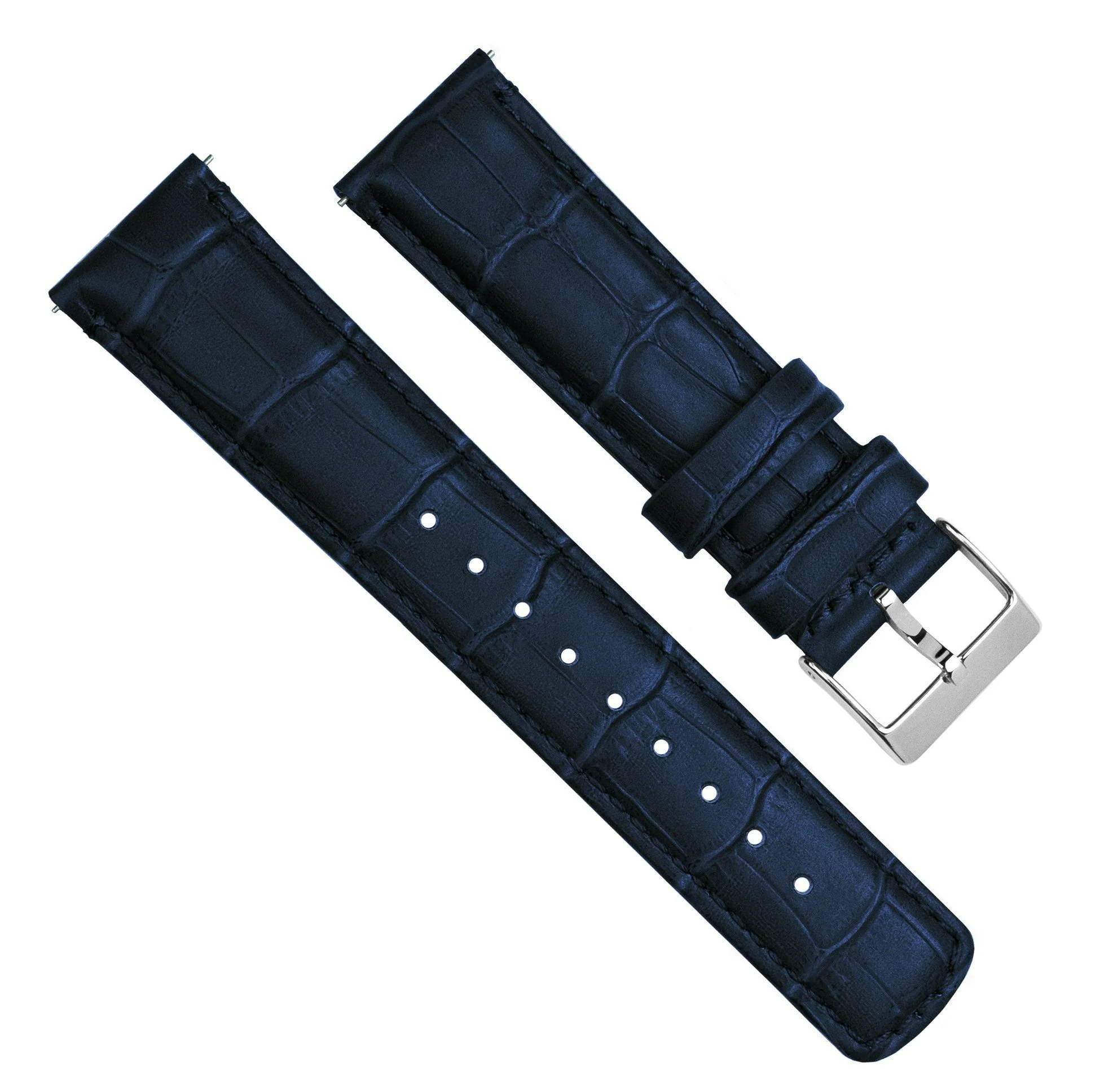 Navy Blue Alligator Grain Leather Watch Band - Oris Divers Sixty-Five 42mm (22mm) - Image 3