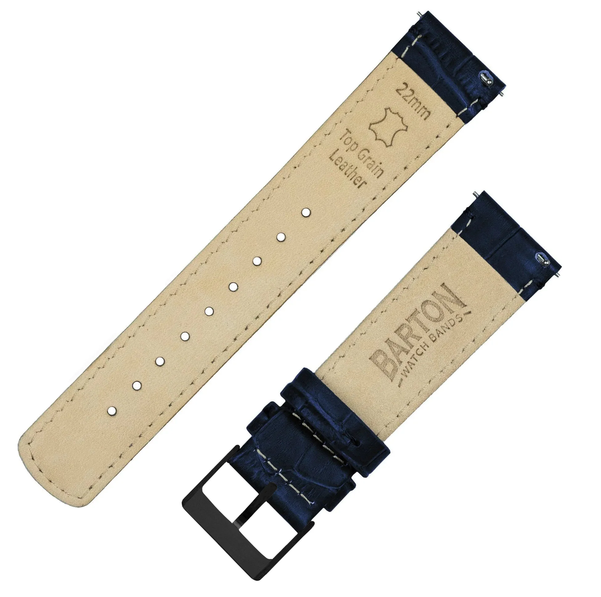 Navy Blue Alligator Grain Leather Watch Band - Oris Divers Sixty-Five 42mm (22mm) - Image 4