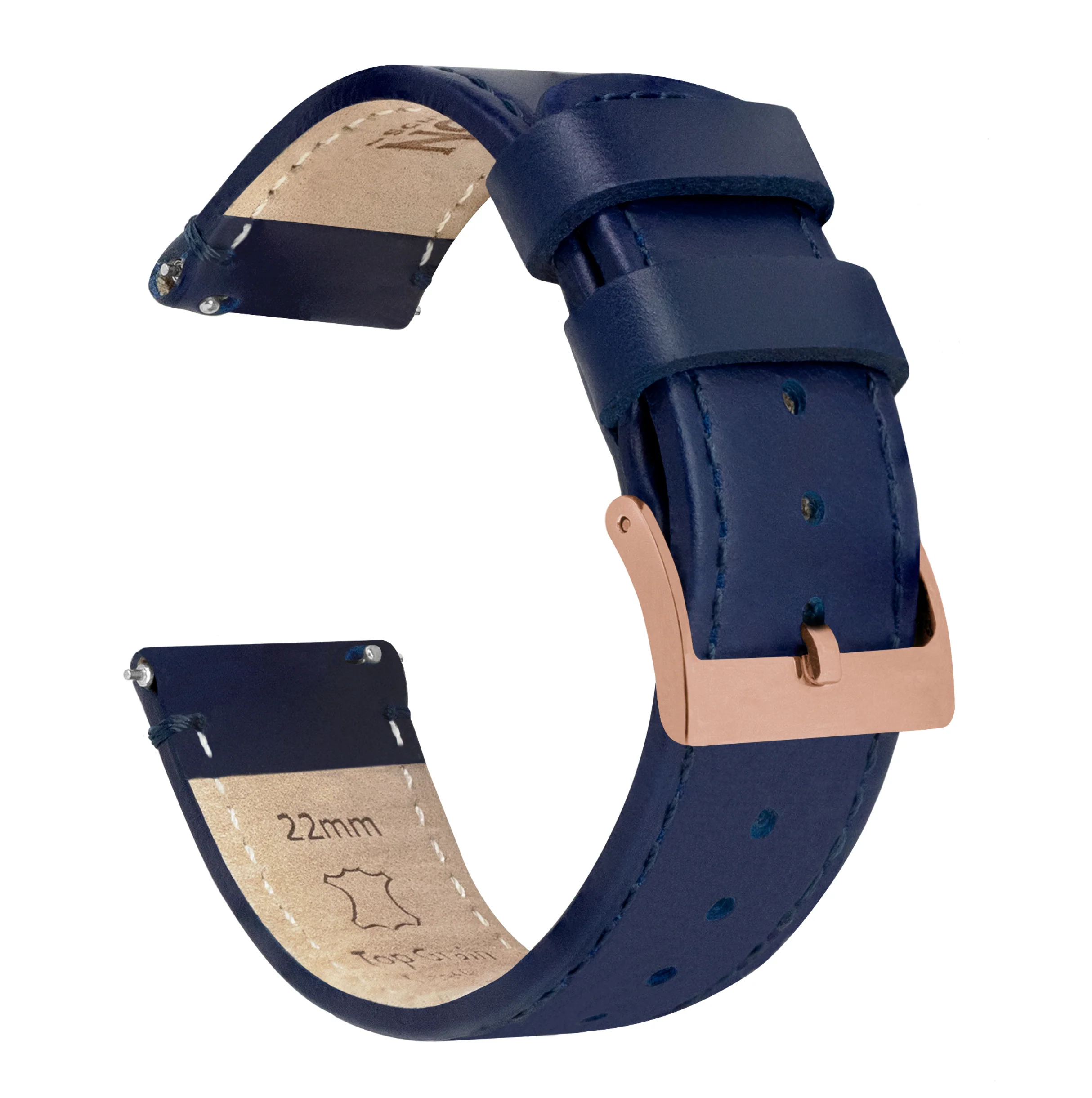 Navy Blue Leather Navy Blue Stitching Watch Band - Marathon GSAR / TSAR (20mm) - Image 10
