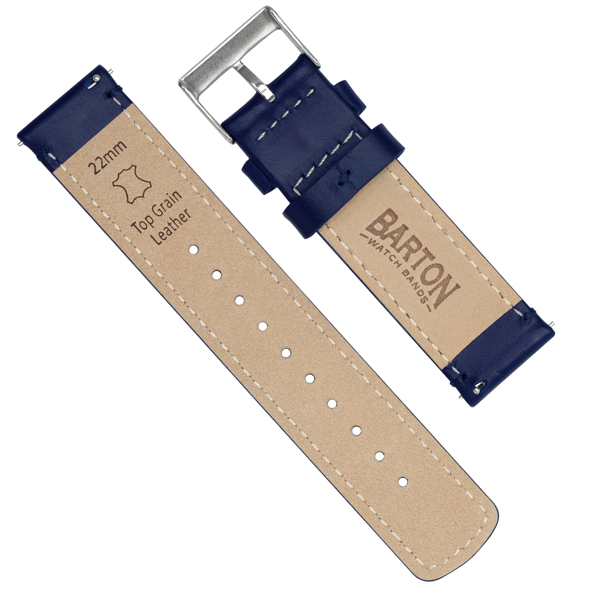 Navy Blue Leather Navy Blue Stitching Watch Band - Marathon GSAR / TSAR (20mm) - Image 4