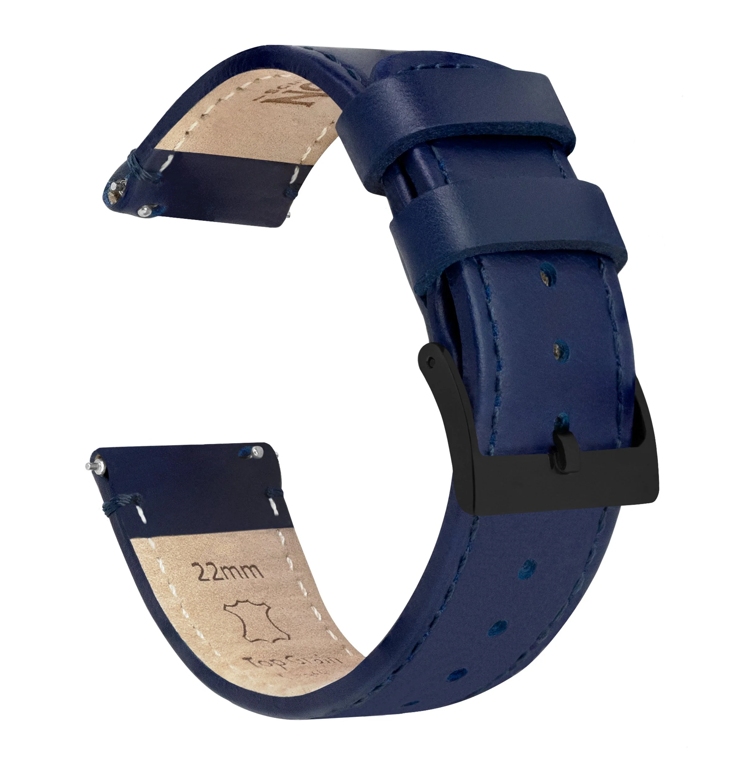Navy Blue Leather Navy Blue Stitching Watch Band - Marathon GSAR / TSAR (20mm) - Image 7