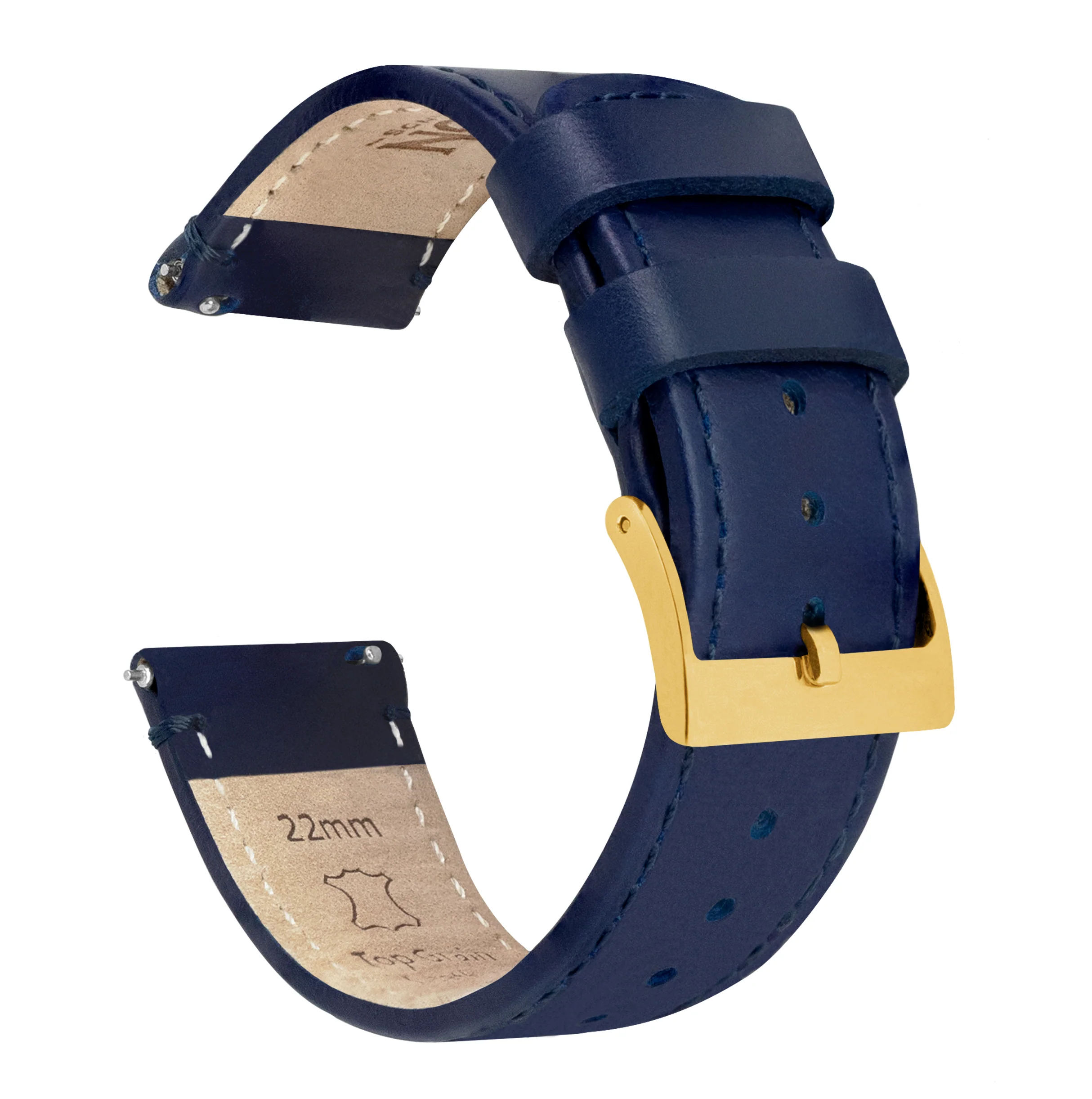 Navy Blue Leather Navy Blue Stitching Watch Band - Marathon GSAR / TSAR (20mm) - Image 8