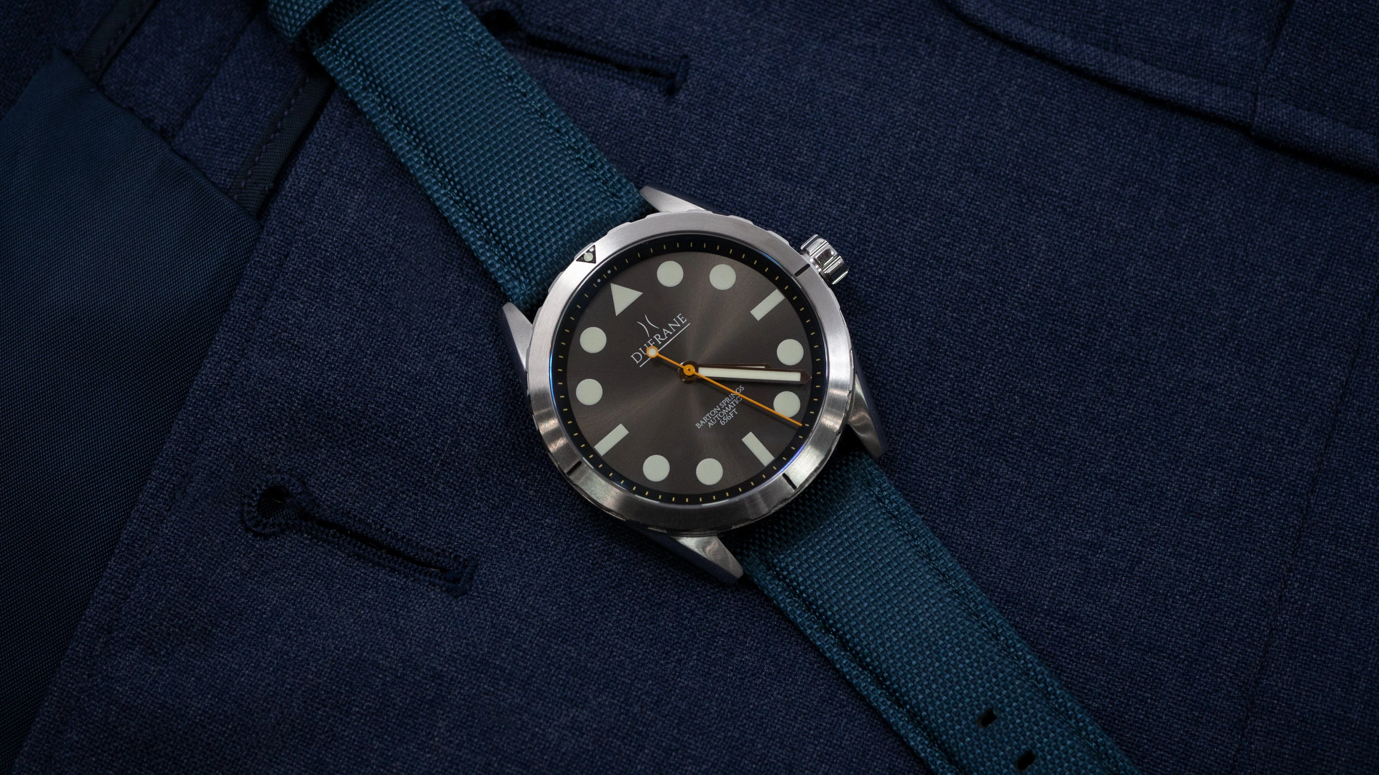 Navy Blue Sailcloth Quick Release Watch Band - Oris Divers Sixty-Five 40mm (20mm) - Image 2
