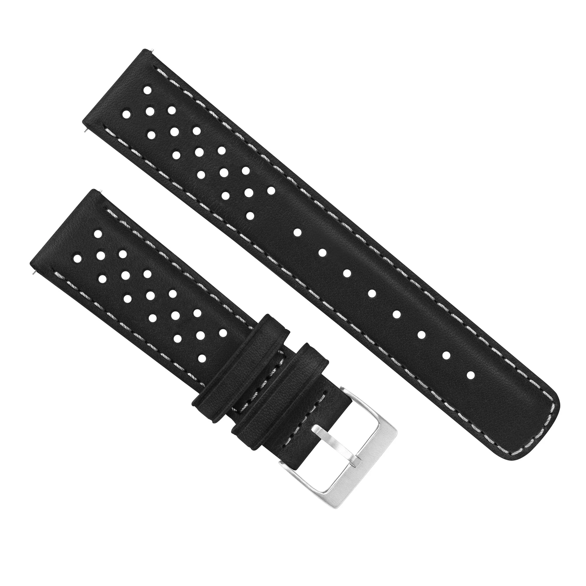 Omega Moonswatch Racing Horween Leather Black Linen Stitch Watch Band - Image 2