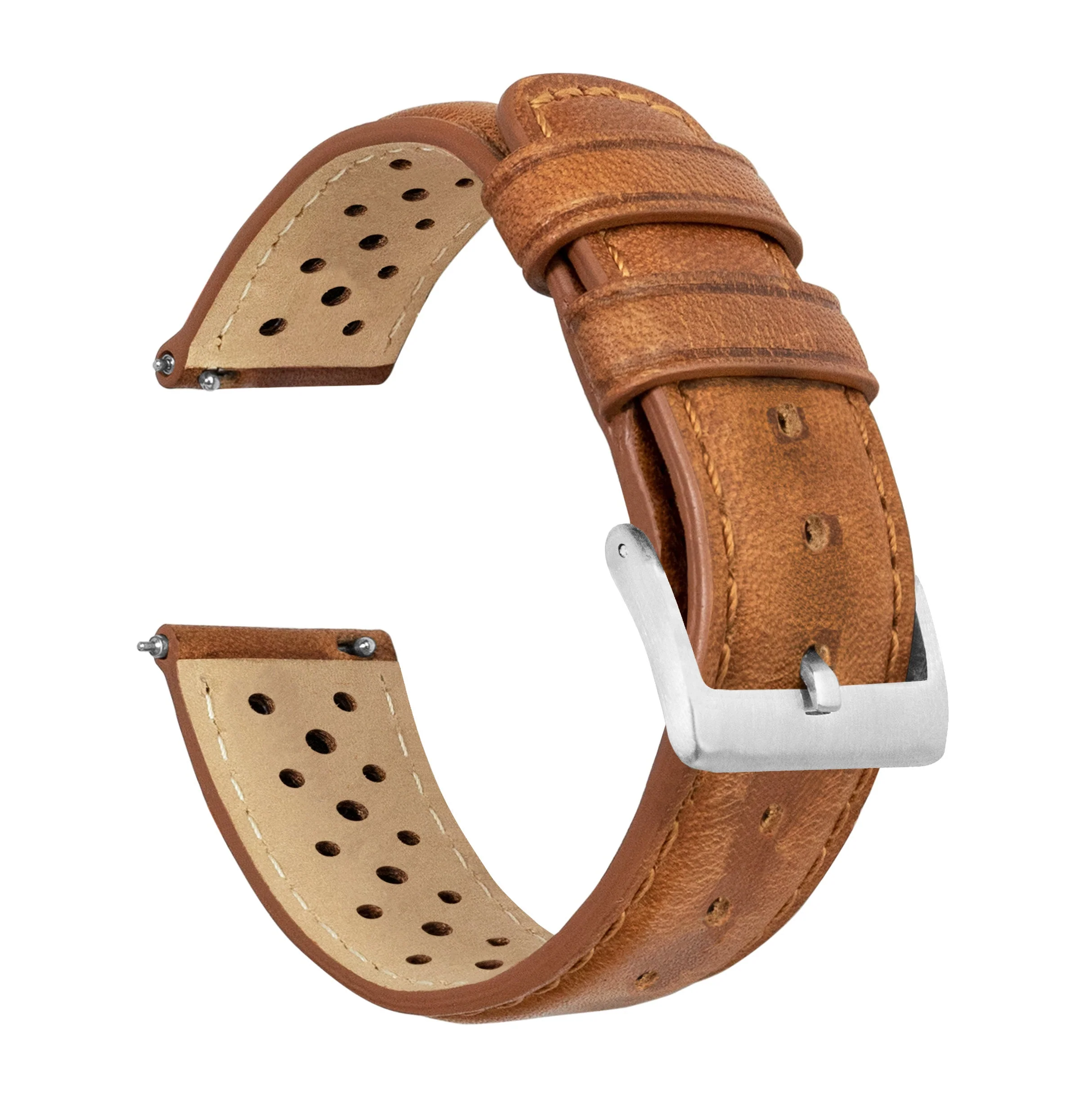 Omega Moonswatch Racing Horween Leather Caramel Brown Watch Band