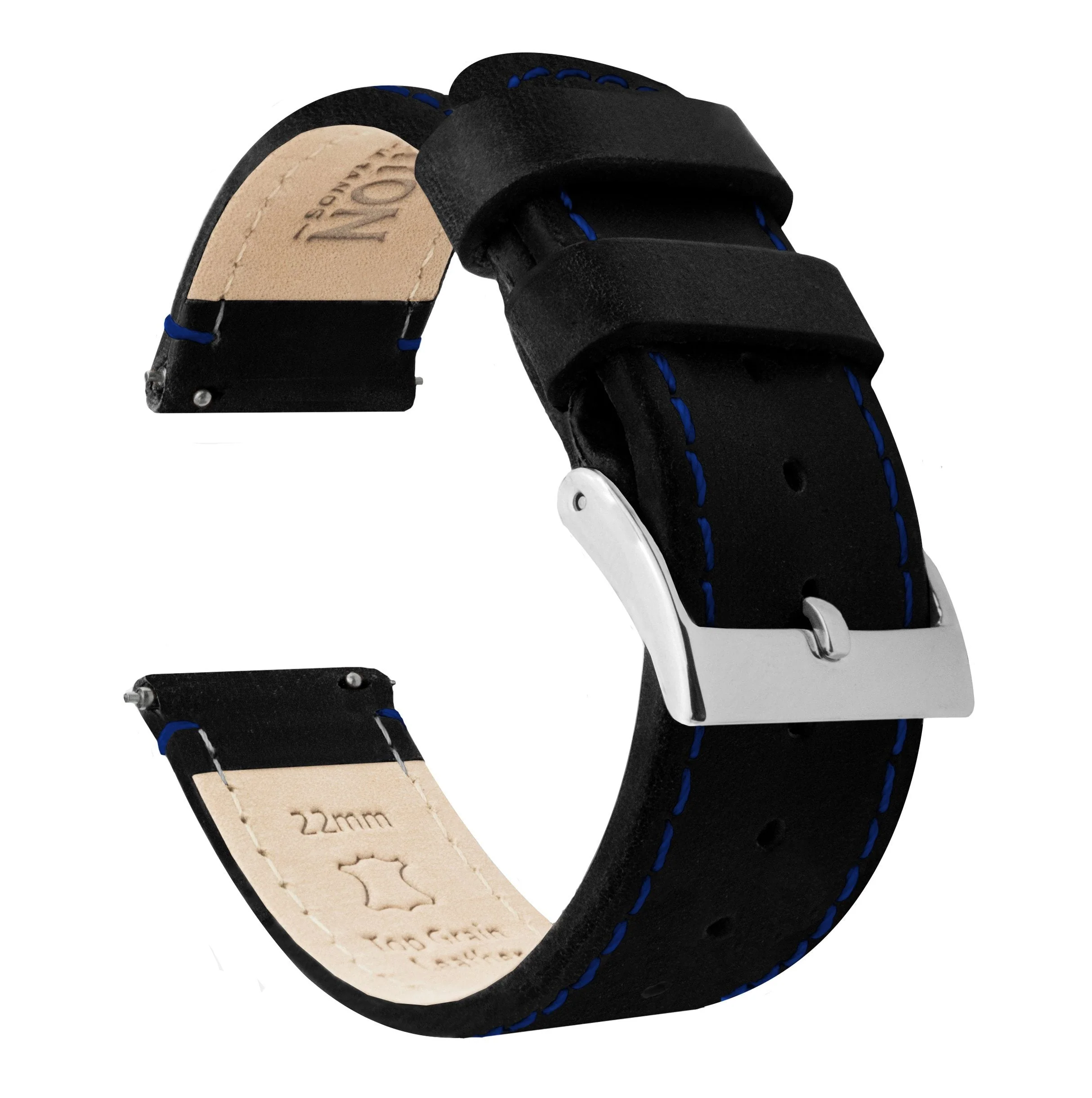 Fossil Gen 6 (44mm) Black Leather Blue Stitching Watch Band