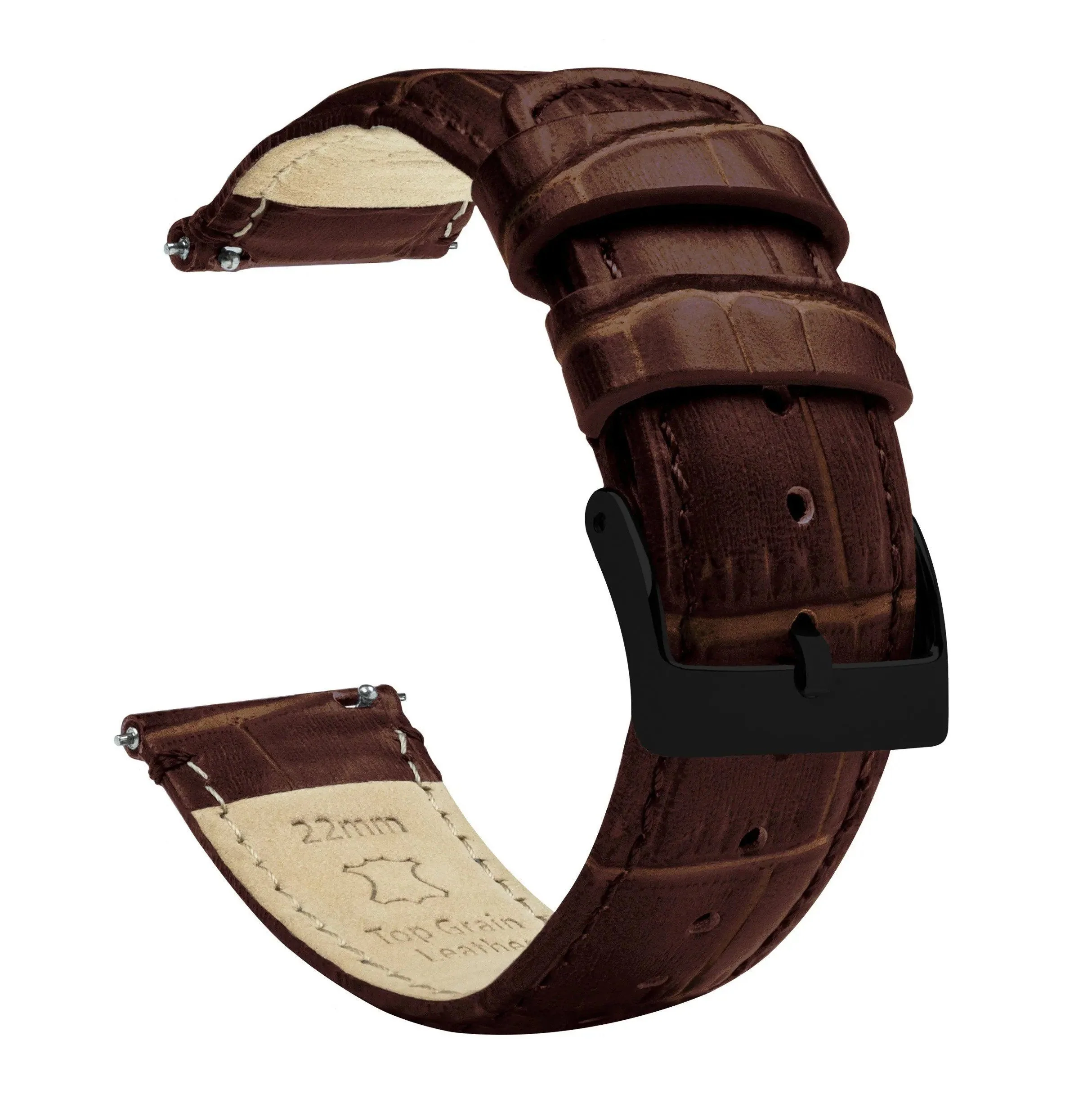 Fossil Gen 6 (44mm) Coffee Brown Alligator Grain Leather Watch Band - Image 2