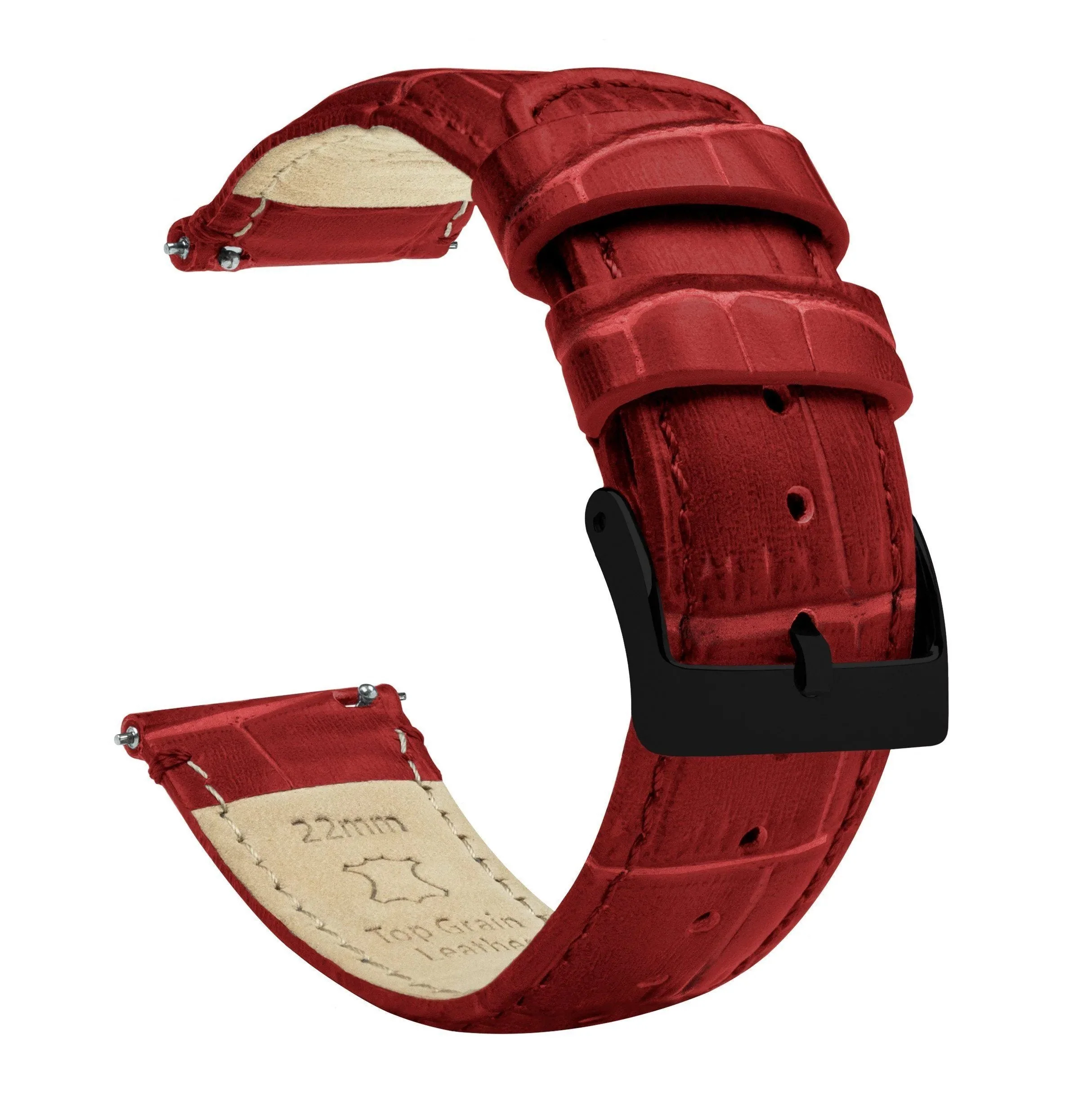 Polar Pacer & Pacer Pro Crimson Red Alligator Grain Leather Watch Band - Image 2