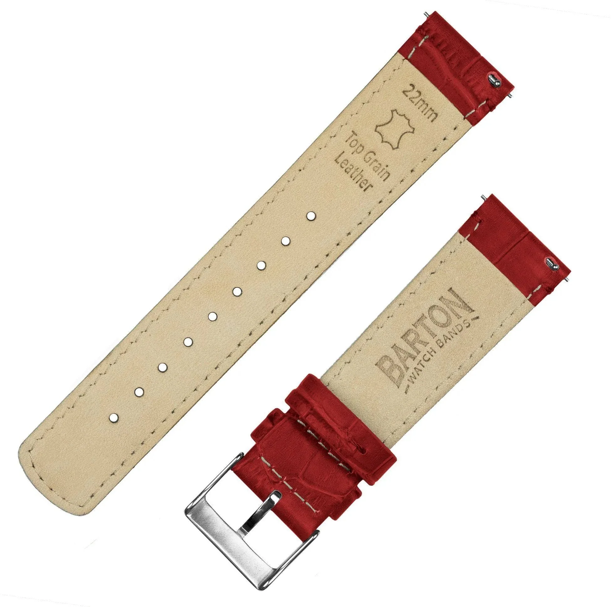 Polar Pacer & Pacer Pro Crimson Red Alligator Grain Leather Watch Band - Image 4