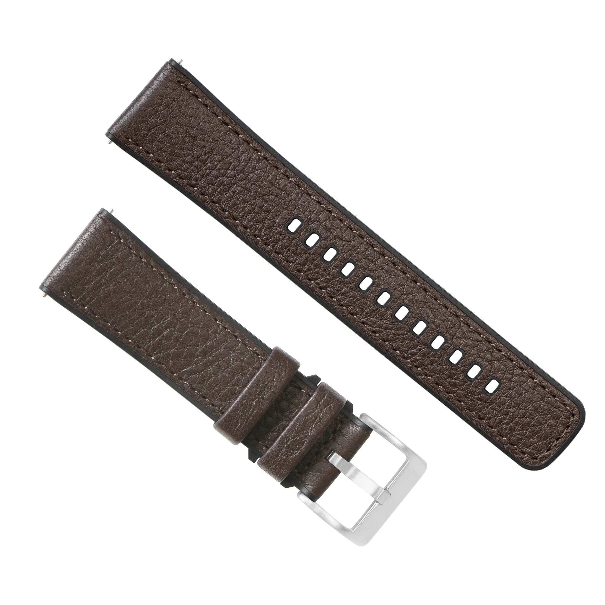 Dark Brown Pittards Water Resistant Leather Silicone Base Watch Band - Casio Duro MDV-106 (22mm) - Image 3