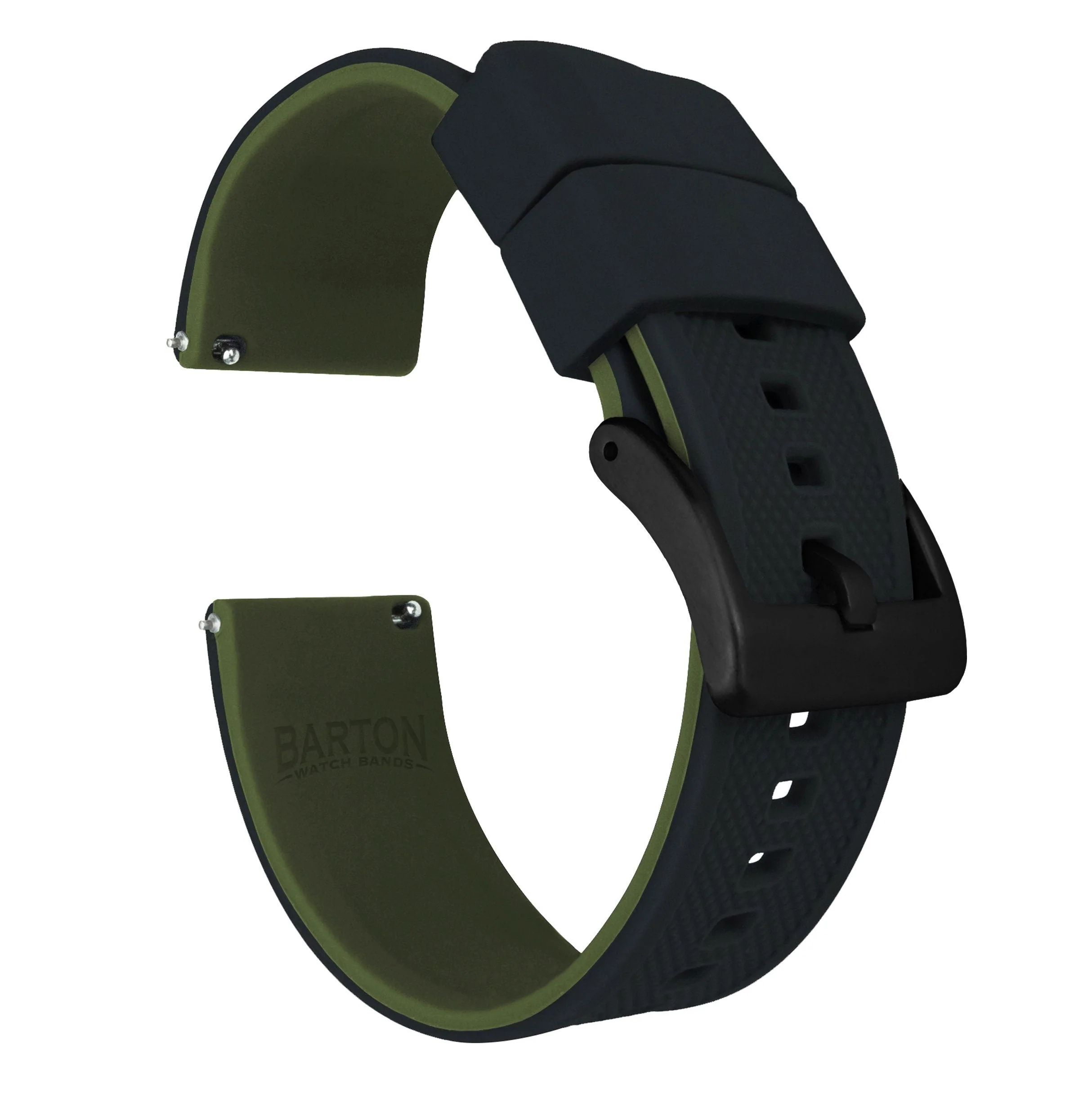 Fossil Gen 6 (44mm) Elite Silicone Black Top Army Green Bottom Watch Band - Image 2