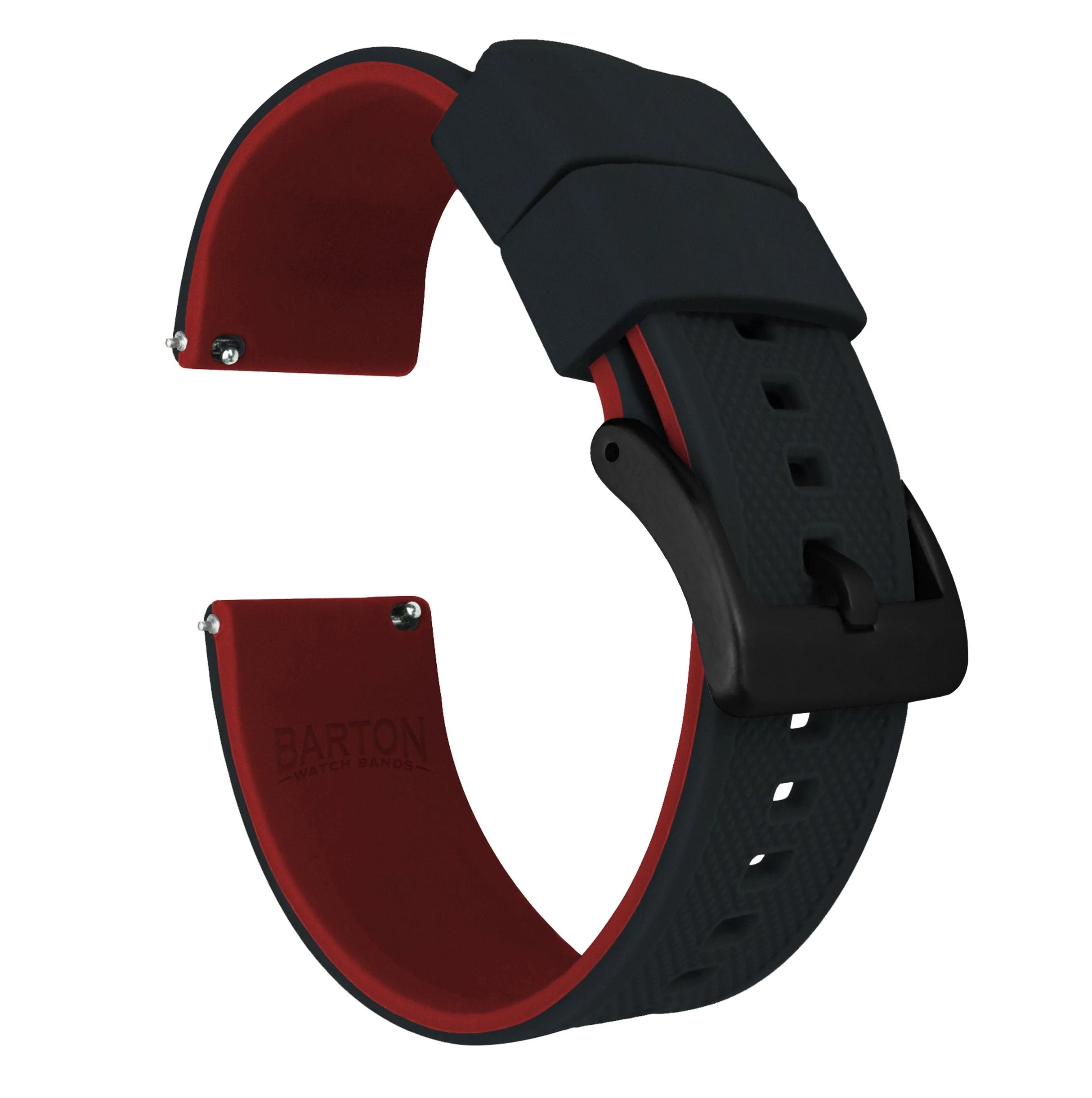 Fossil Gen 6 (44mm) Elite Silicone Black Top Crimson Red Bottom Watch Band - Image 3