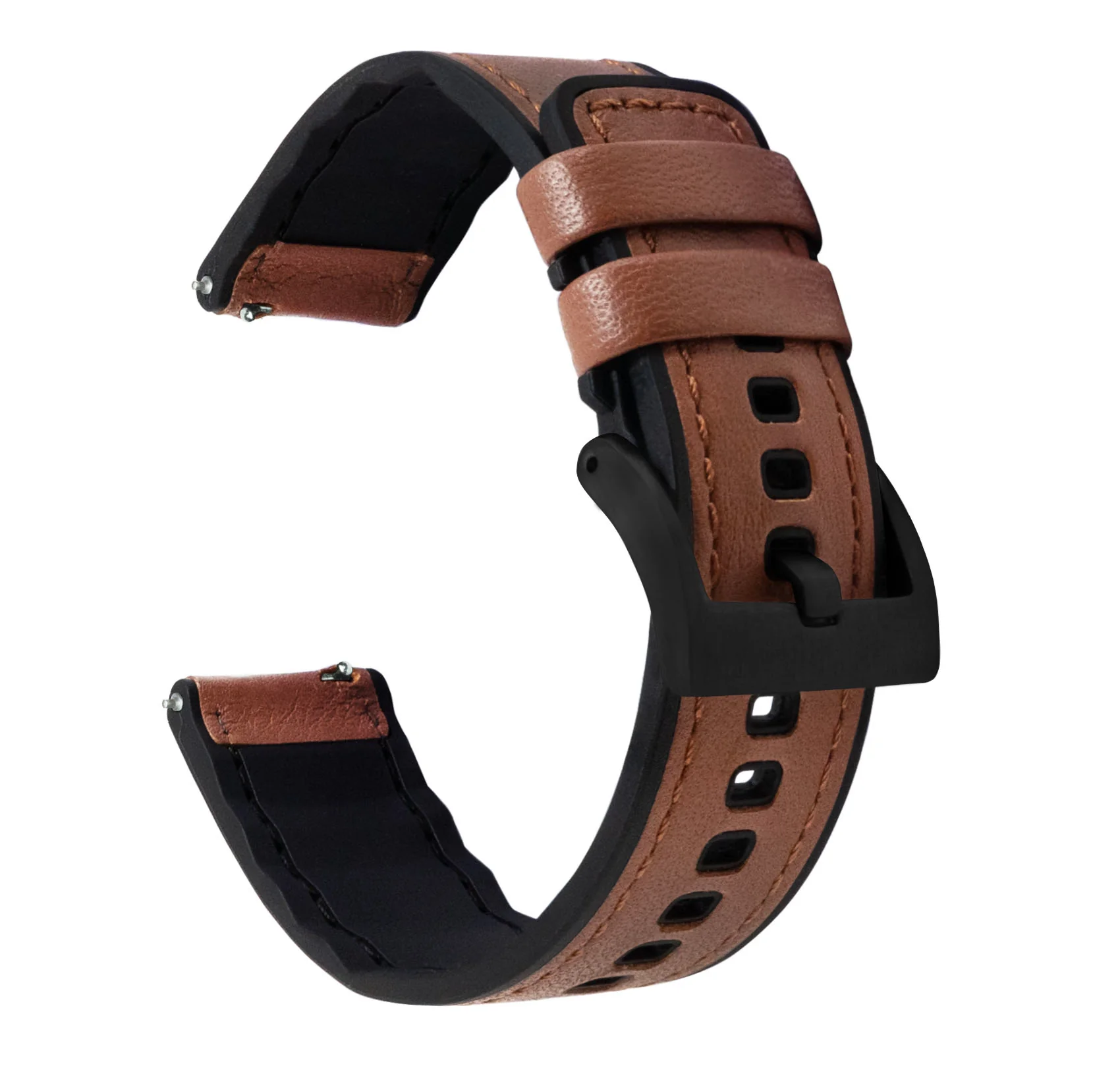 Light Brown Pittards Water Resistant Leather Silicone Base Watch Band - Glycine Combat Sub (20mm) - Image 3