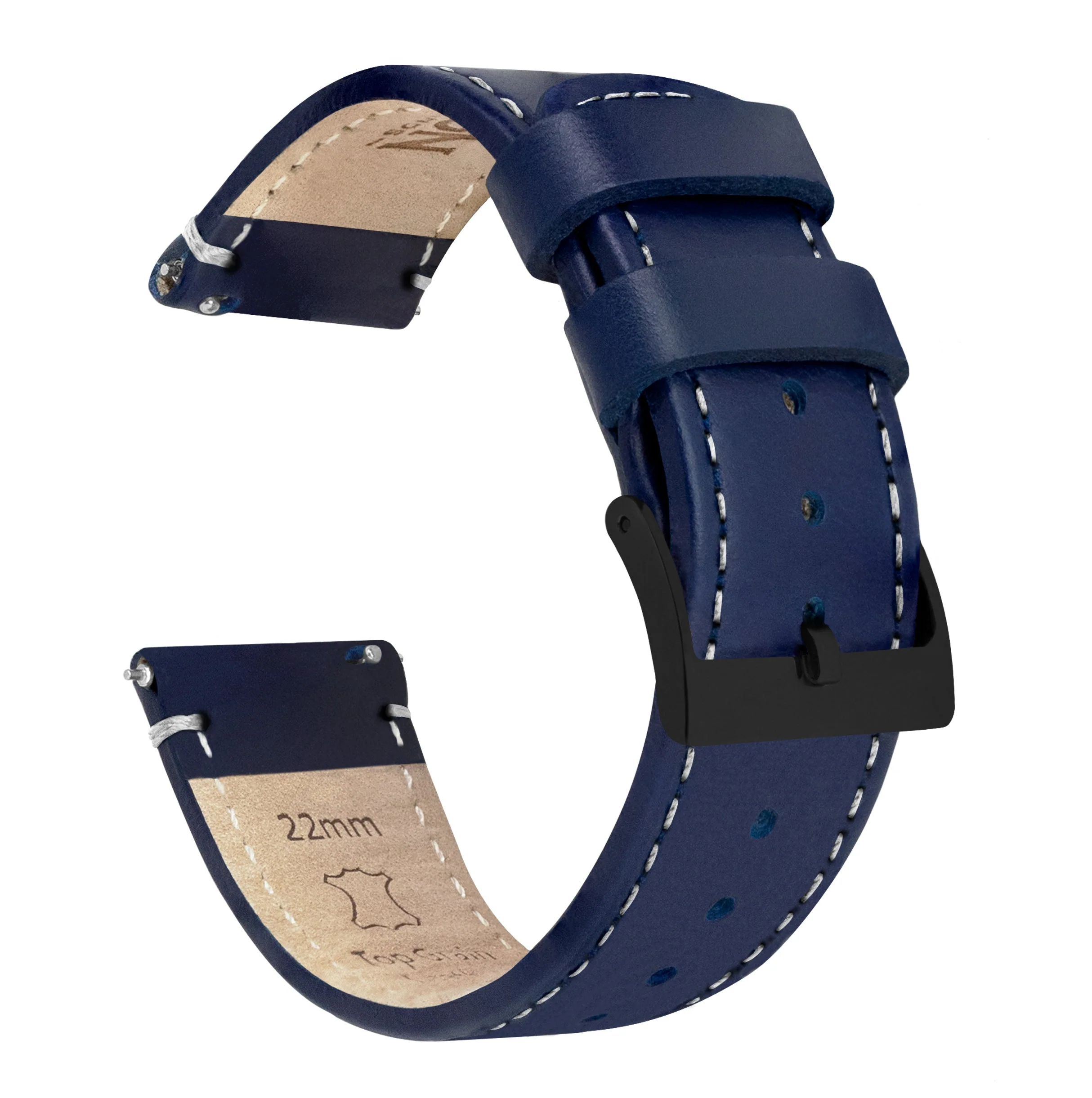 Fossil Gen 6 (44mm) Navy Blue Leather White Stitching Watch Band - Image 2