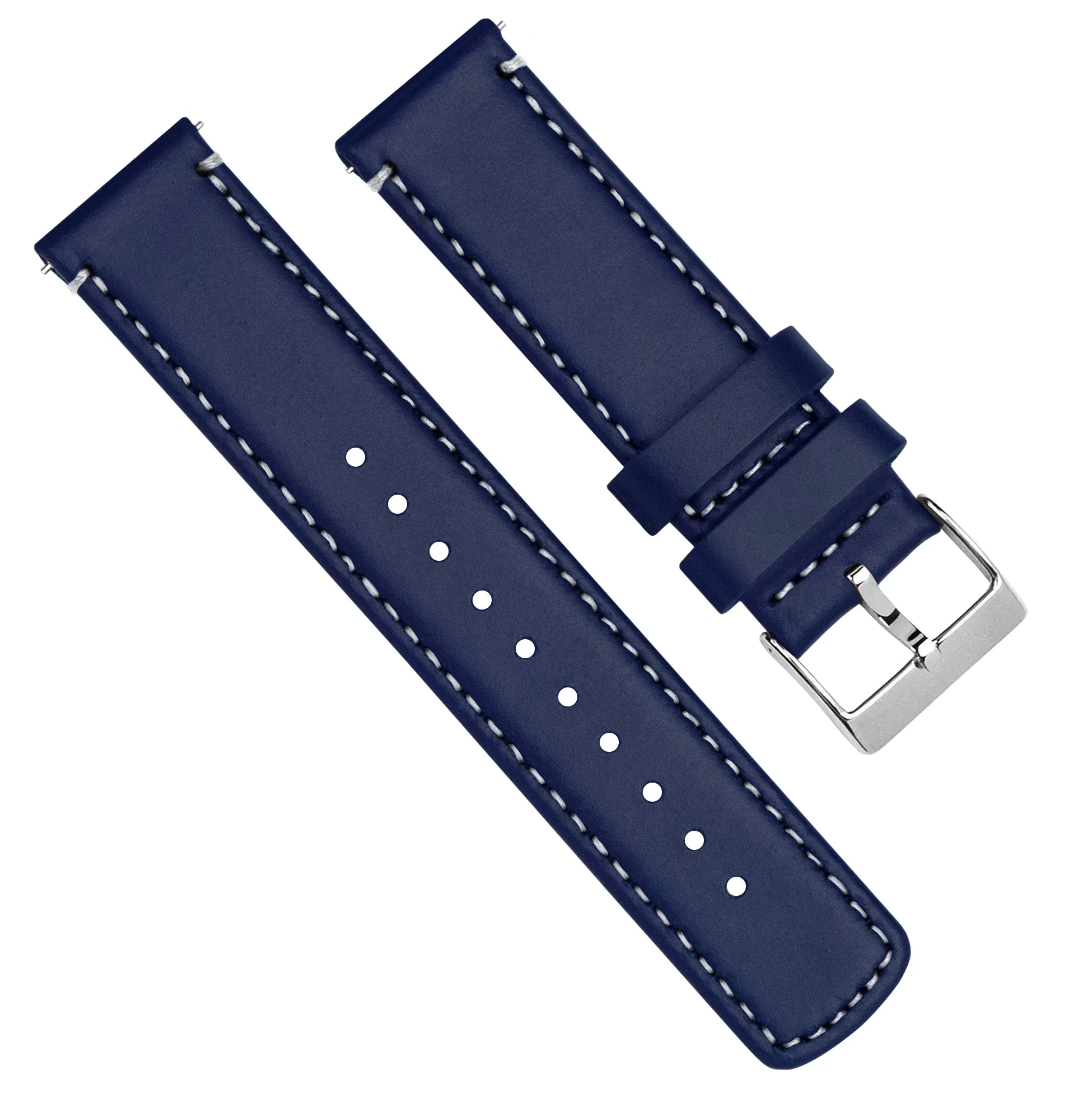 Fossil Gen 6 (44mm) Navy Blue Leather White Stitching Watch Band - Image 3