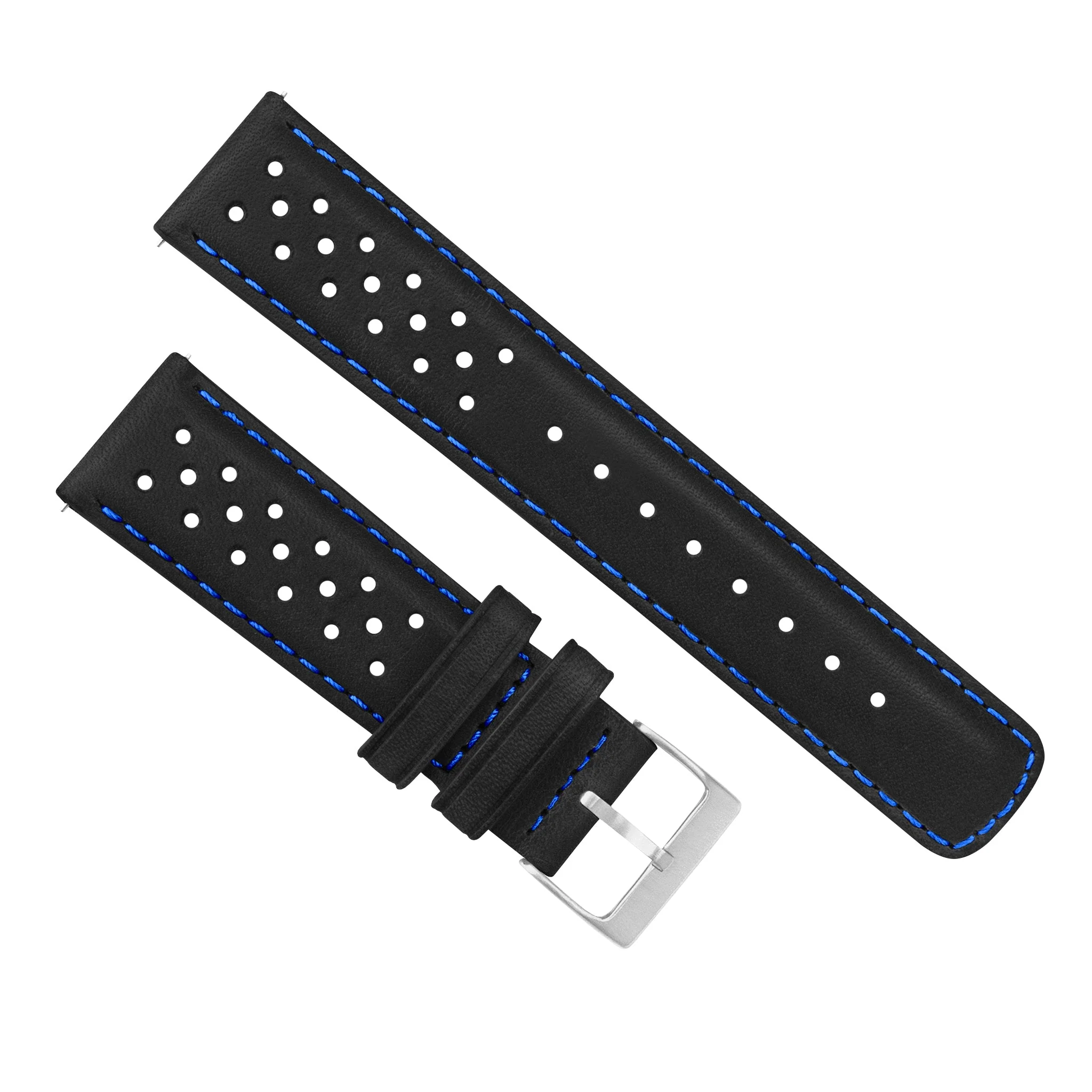Fossil Gen 6 (44mm) Racing Horween Leather Black Blue Stitch Watch Band - Image 2