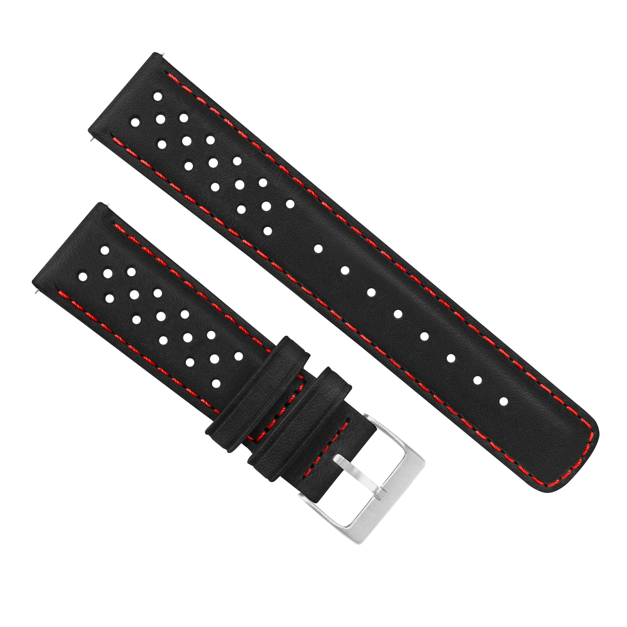 Fossil Gen 6 (44mm) Racing Horween Leather Black Red Stitch Watch Band - Image 2
