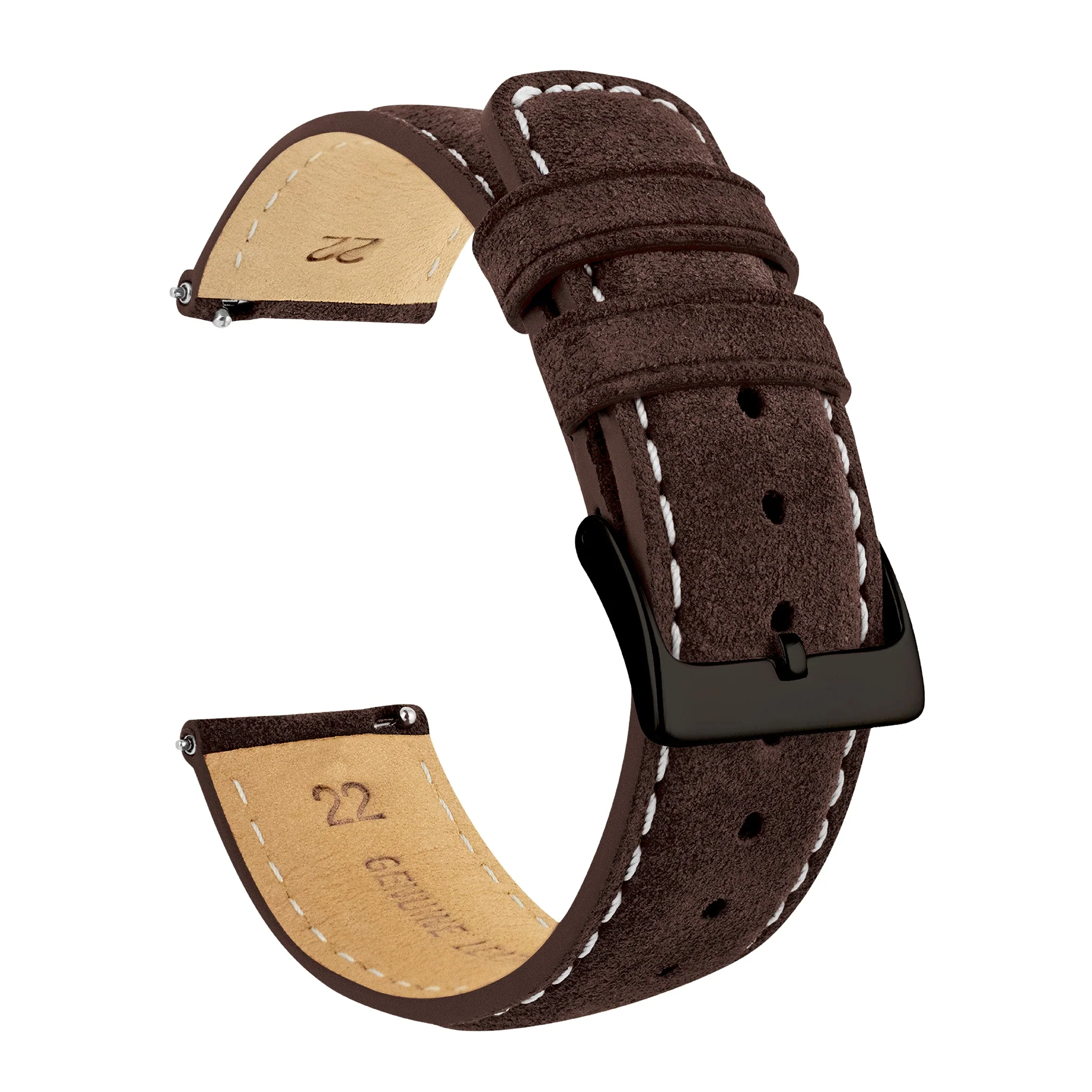 Polar Pacer & Pacer Pro Root Brown Suede Beige Stitching Watch Band - Image 2