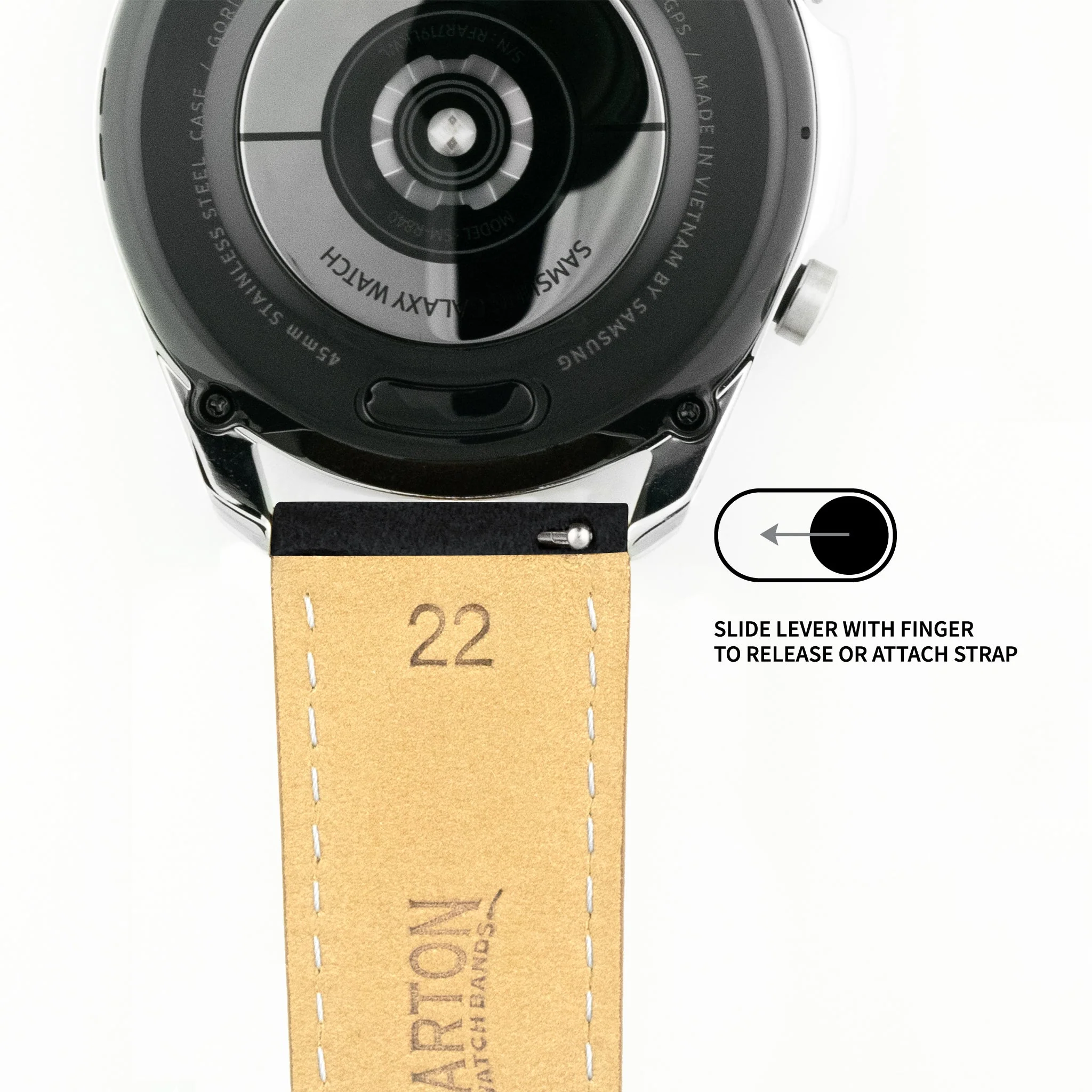 Polar Pacer & Pacer Pro Root Brown Suede Beige Stitching Watch Band - Image 3