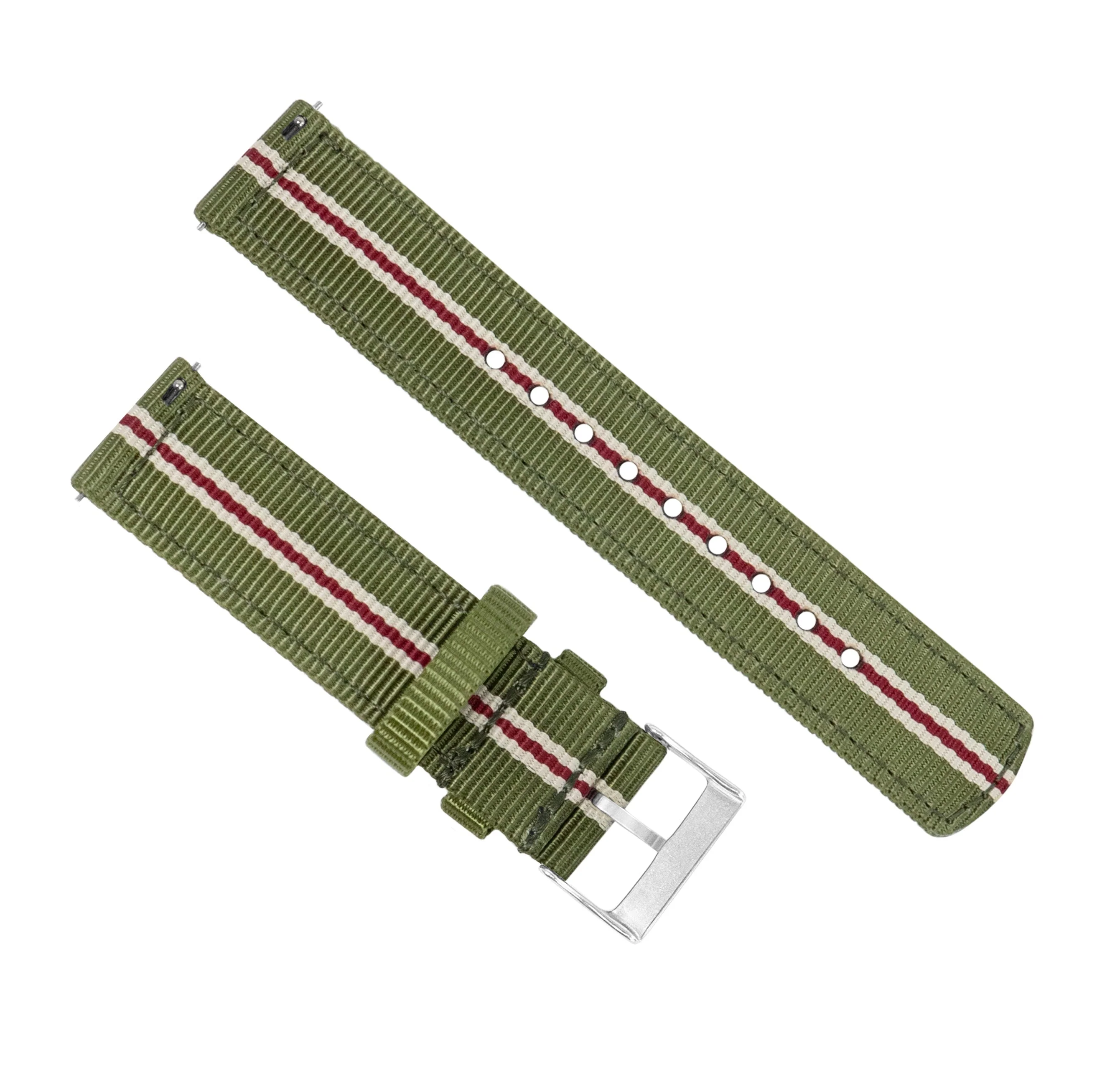 Fossil Gen 6 (44mm) Two Piece NATO® style Army Green Crimson Watch Band - Image 3