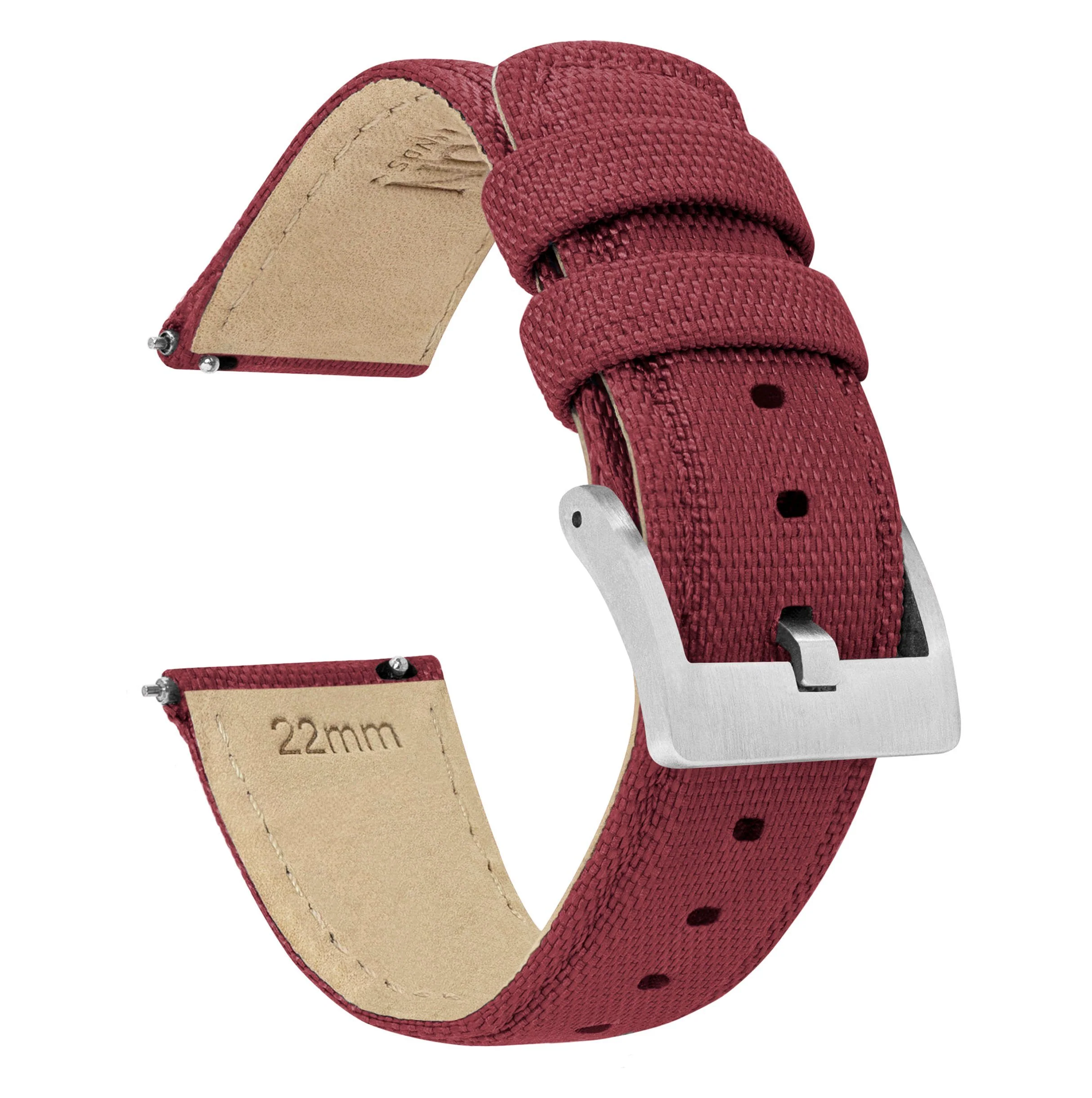 Raspberry Red Sailcloth Quick Release Watch Band - Baltic Aquascaphe / Bicompax (20mm)
