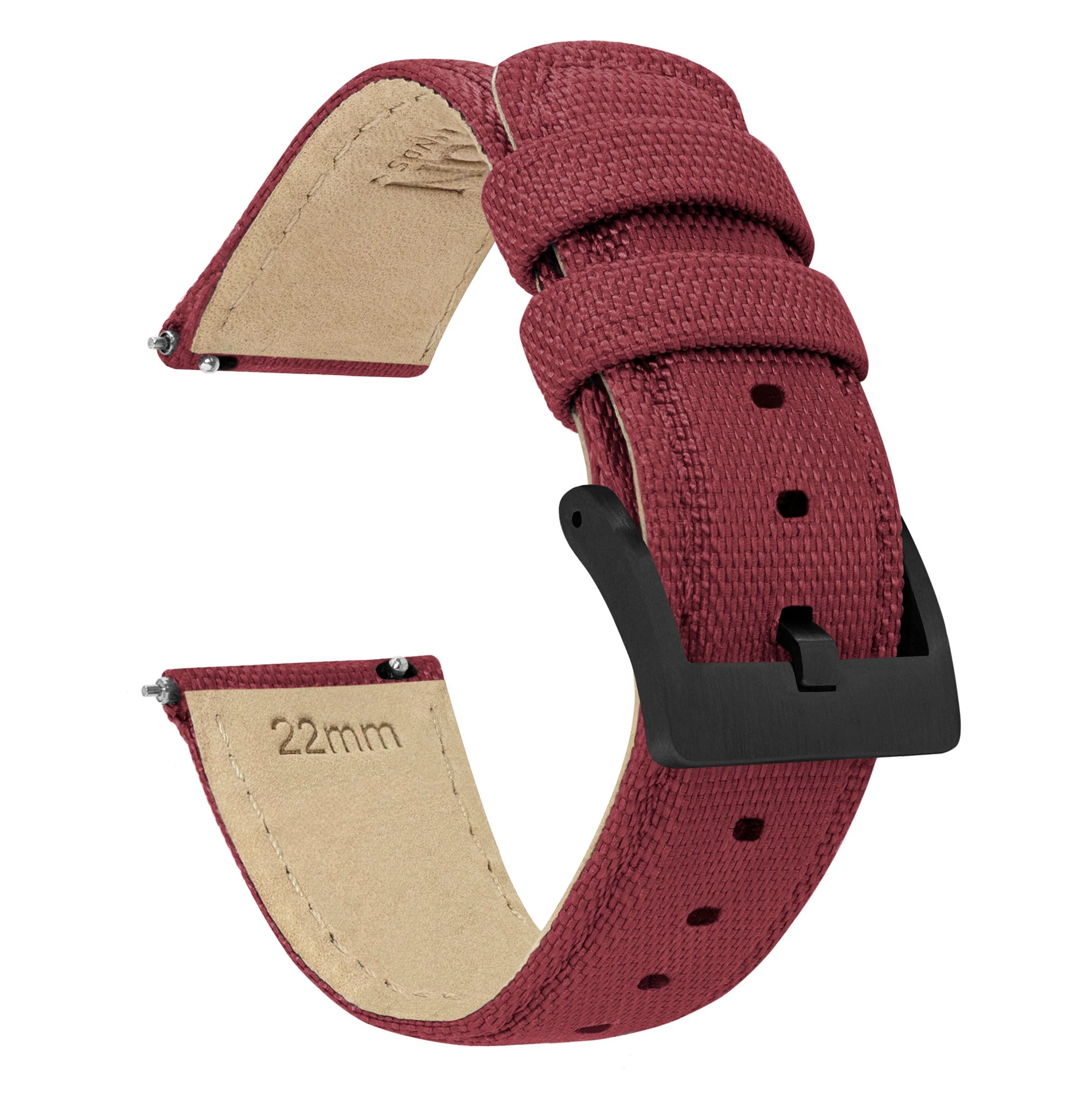 Raspberry Red Sailcloth Quick Release Watch Band - Baltic Aquascaphe / Bicompax (20mm) - Image 5