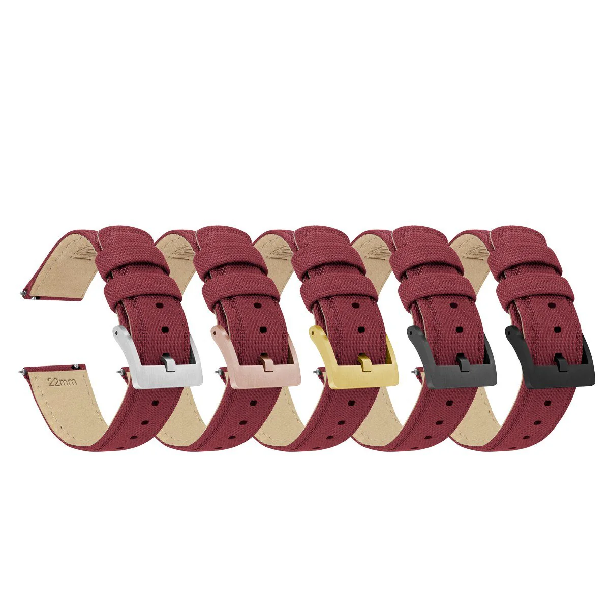 Raspberry Red Sailcloth Quick Release Watch Band - Baltic Aquascaphe / Bicompax (20mm) - Image 6