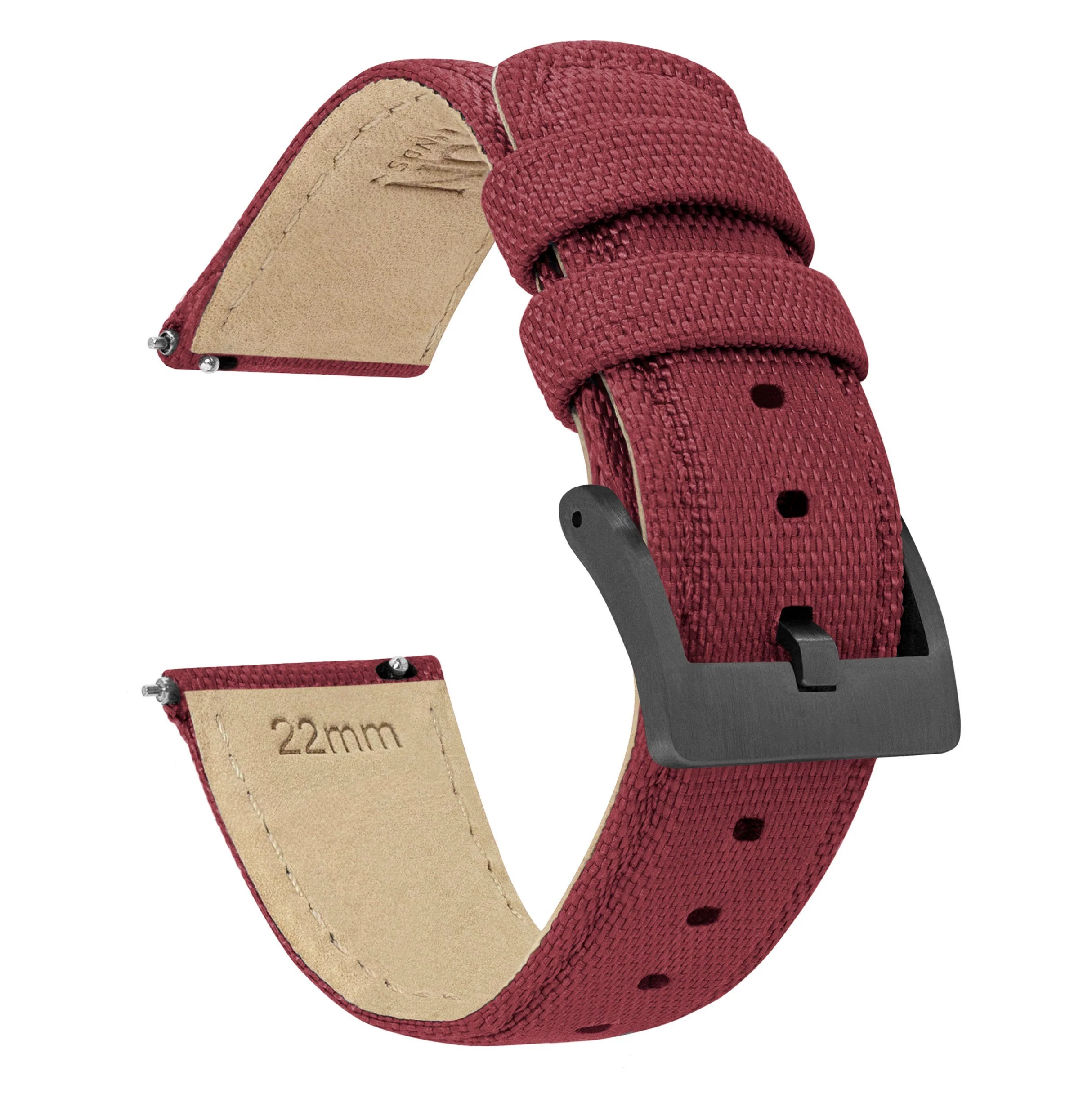 Raspberry Red Sailcloth Quick Release Watch Band - Baltic Aquascaphe / Bicompax (20mm) - Image 8