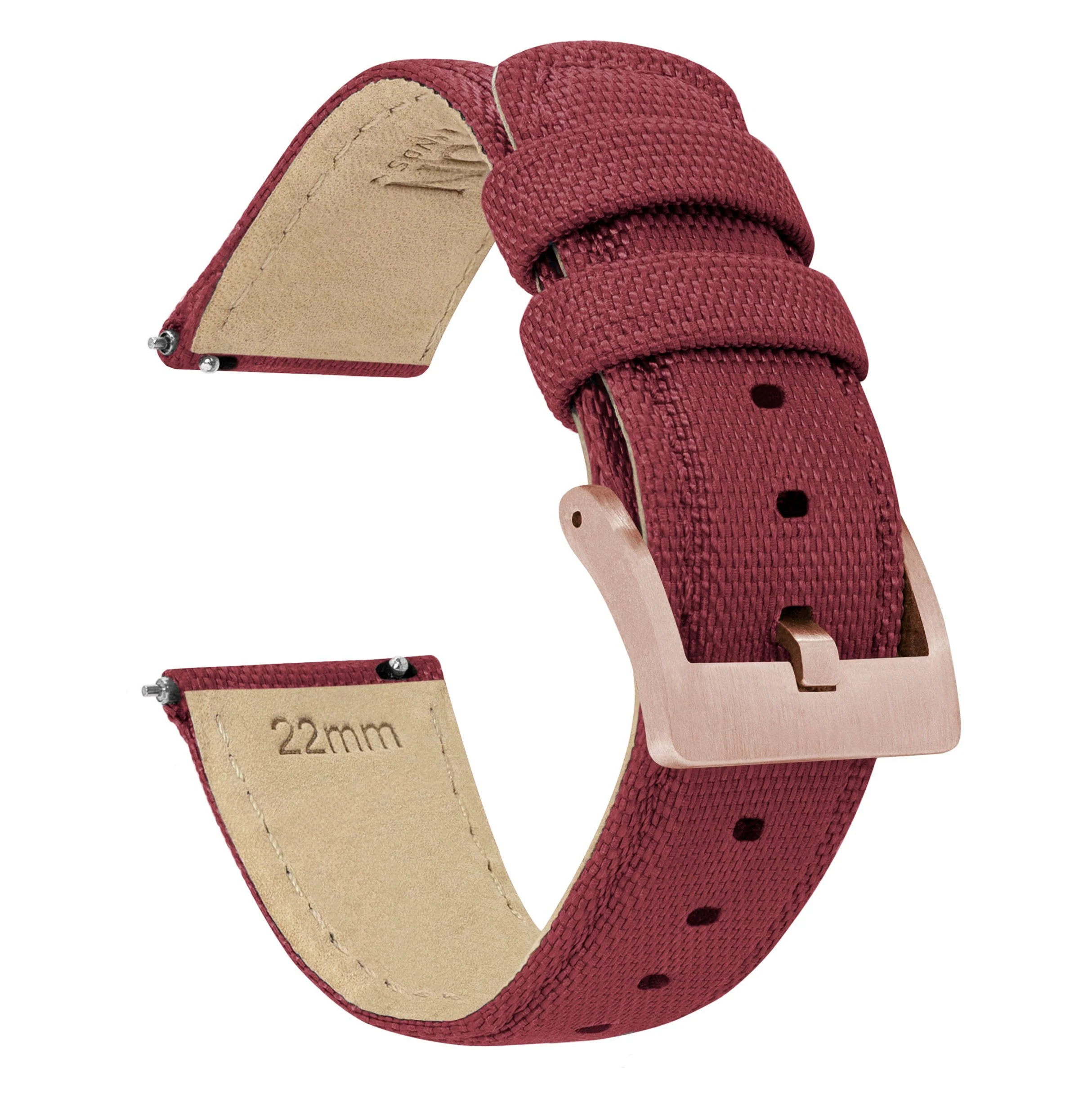 Raspberry Red Sailcloth Quick Release Watch Band - Baltic Aquascaphe / Bicompax (20mm) - Image 9