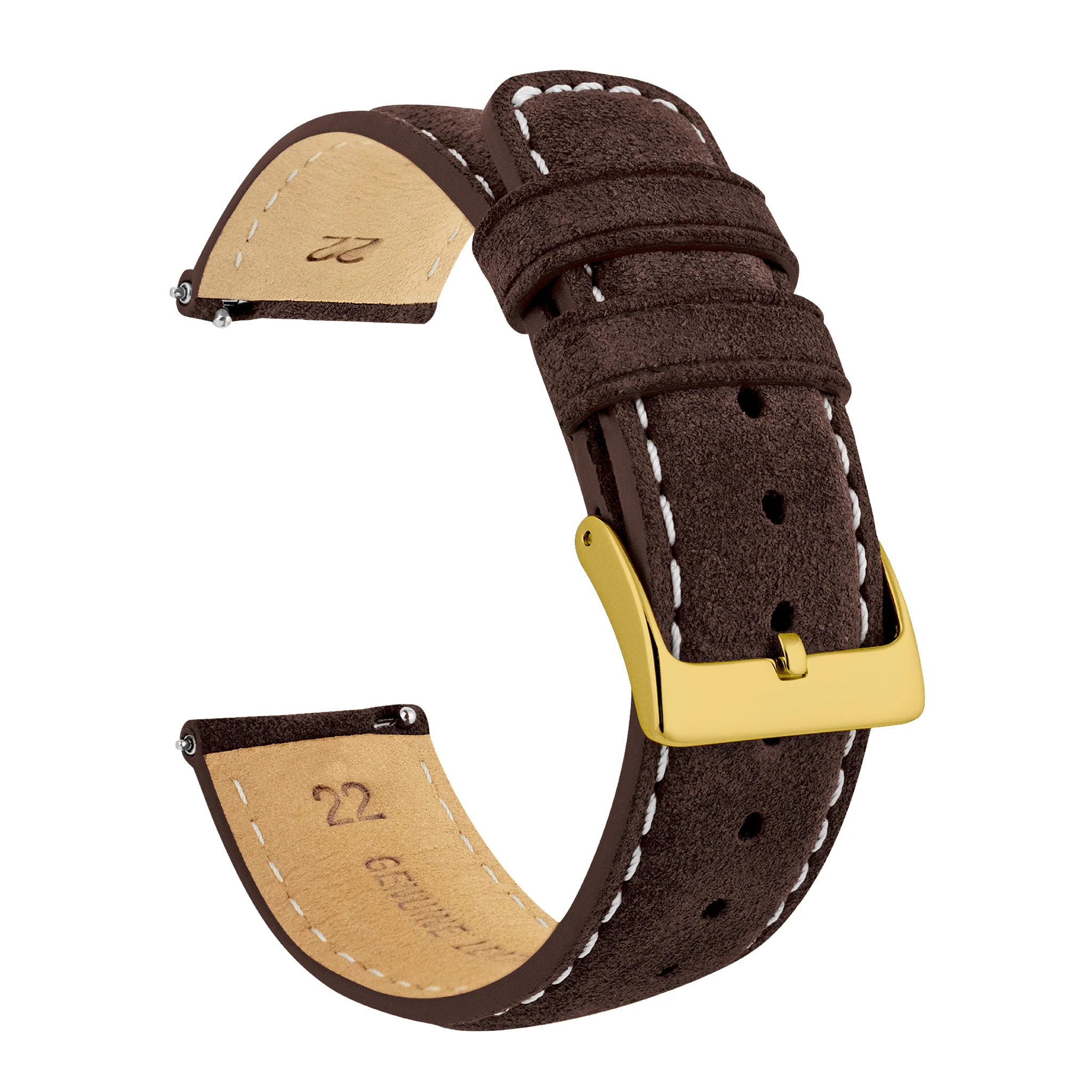 Root Brown Italian Suede Beige Stitching Watch Band - Marathon GSAR / TSAR (20mm) - Image 5