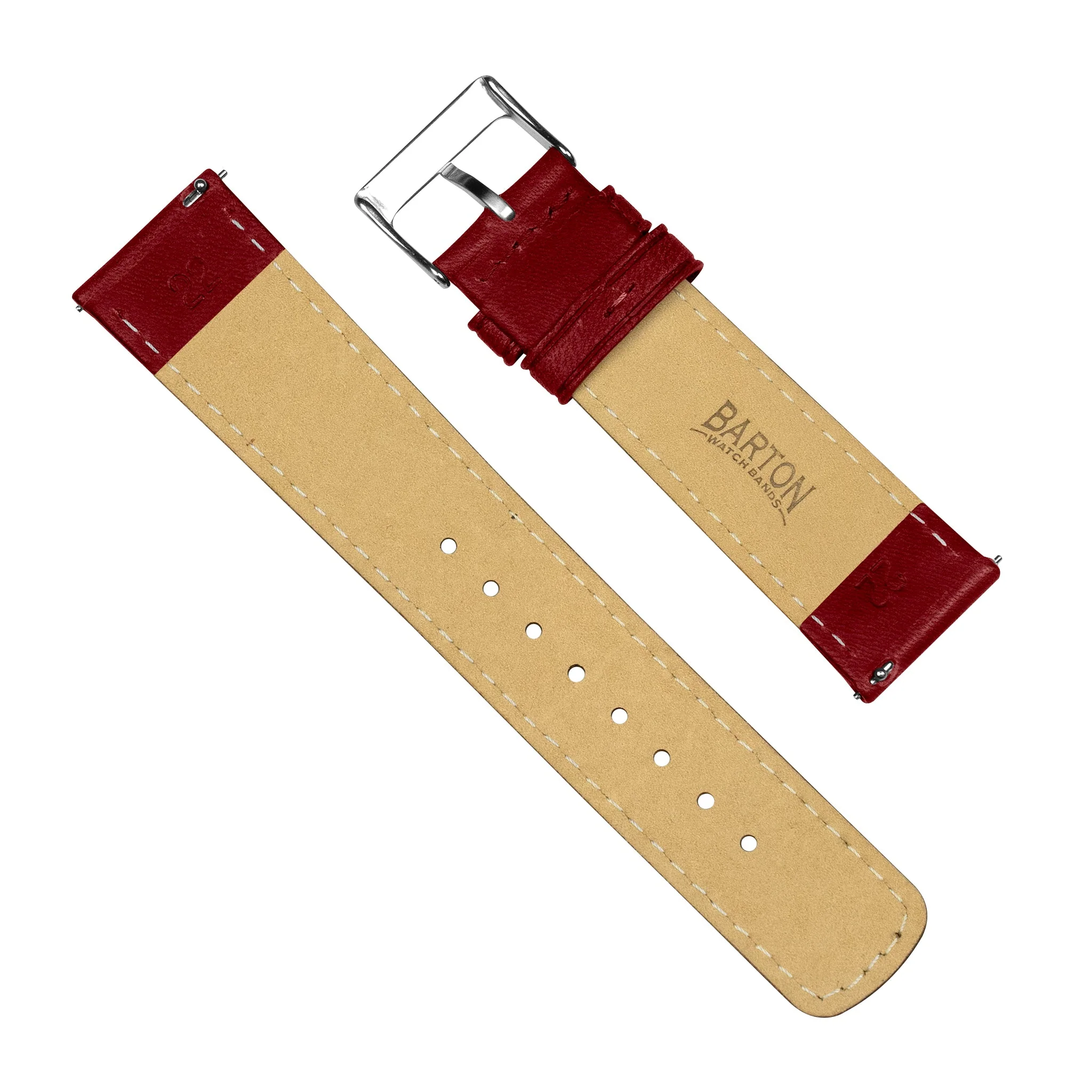 Samsung Galaxy Watch Active 2 Classic Horween Leather Crimson Red Watch Band - Image 4