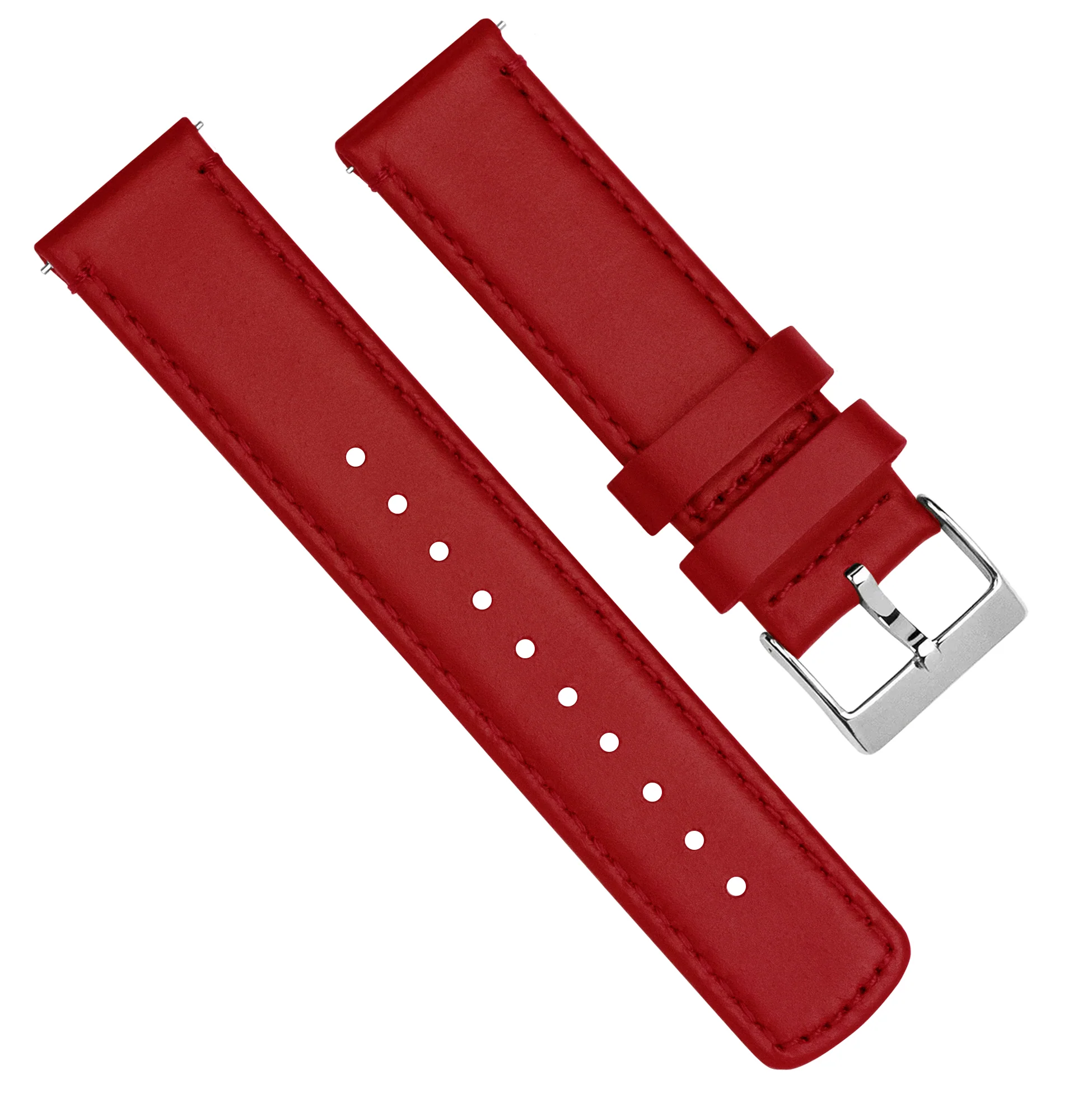 Samsung Galaxy Watch Active 2 Red Leather Stitching Watch Band - Image 3