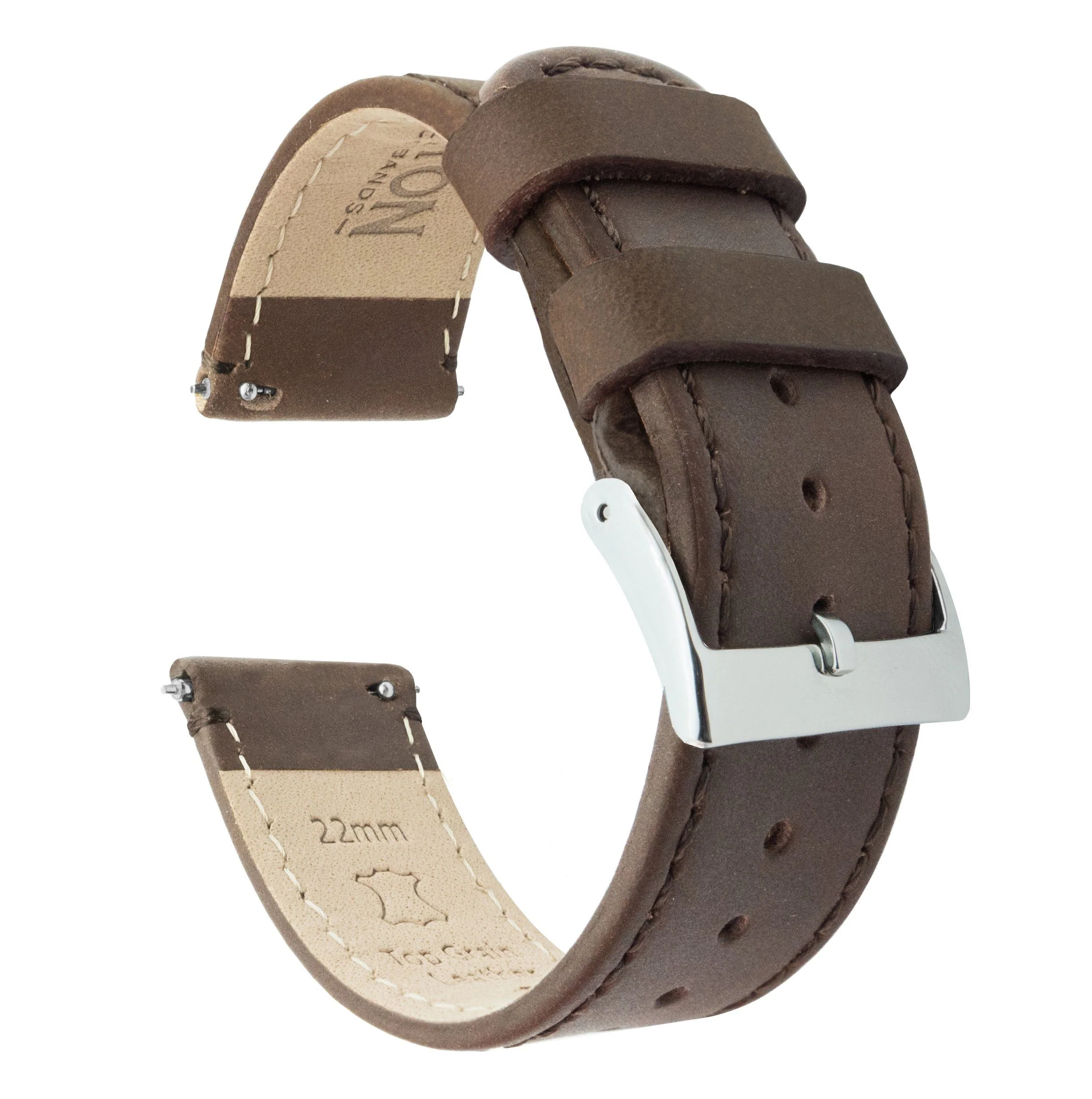 Samsung Galaxy Watch Active 2 Saddle Brown Leather Stitching Watch Band