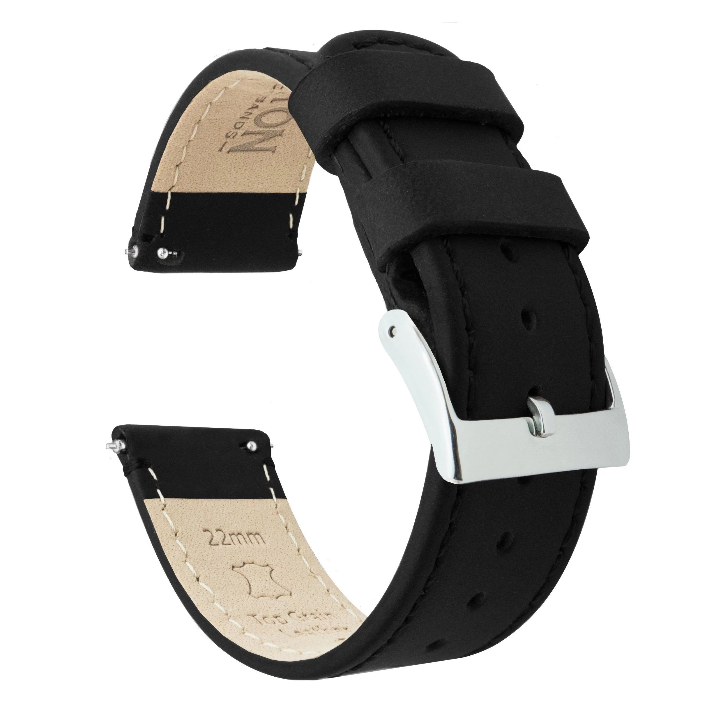 Samsung Galaxy Watch Active Black Leather Stitching Watch Band